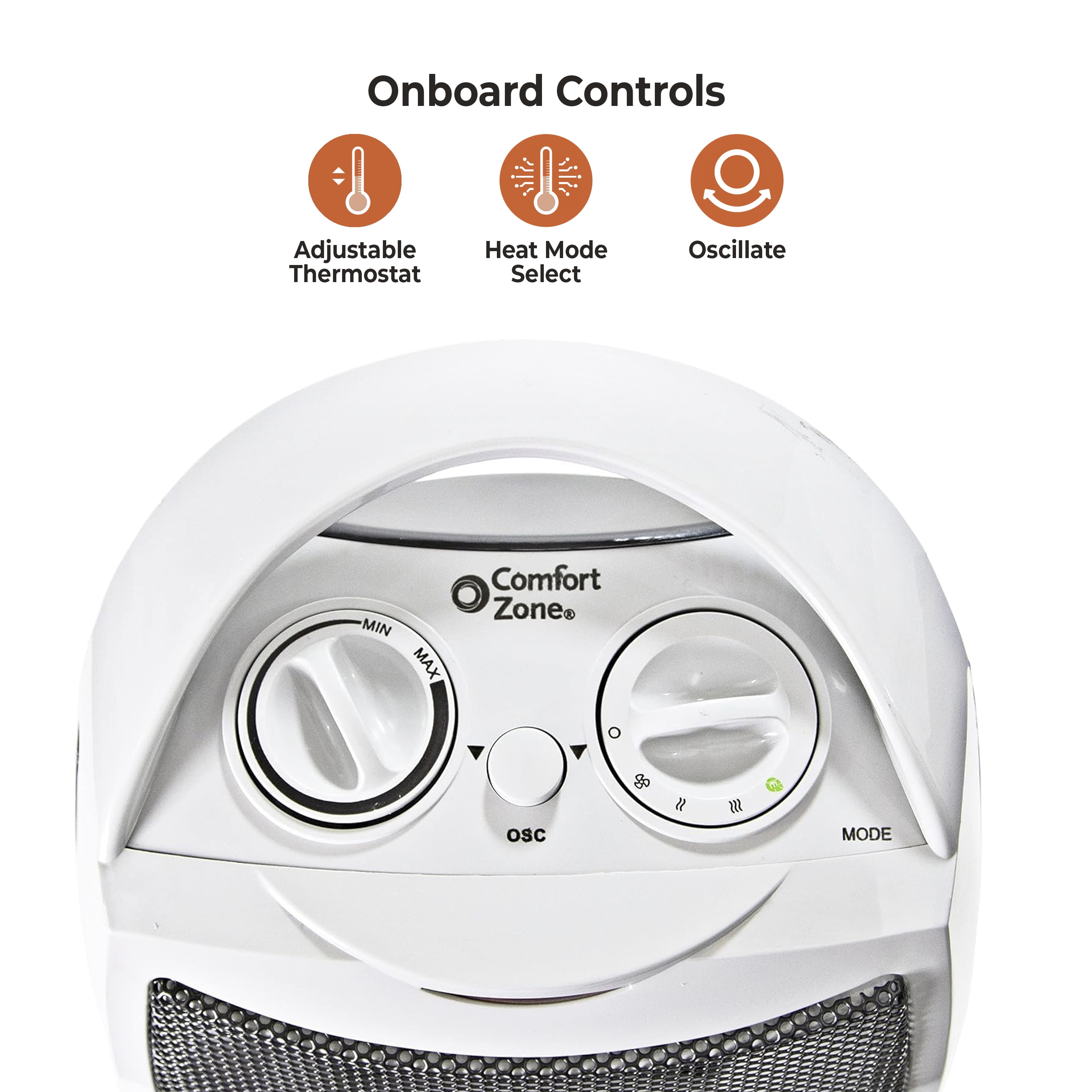 Comfort Zone Oscillating Desktop Space Heater (Silver, 150 sq ft) 0z9qn