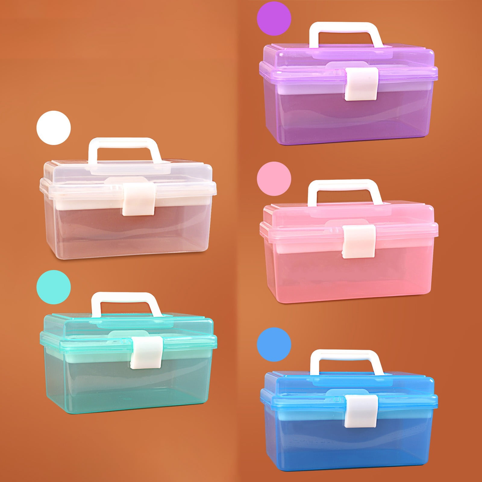 YDYB Multipurpose Plastic Storage Organizer with Removable Tray and Handle (Clear and Green, 7.1 in x 3.5 in x 4.1 in) 52shm