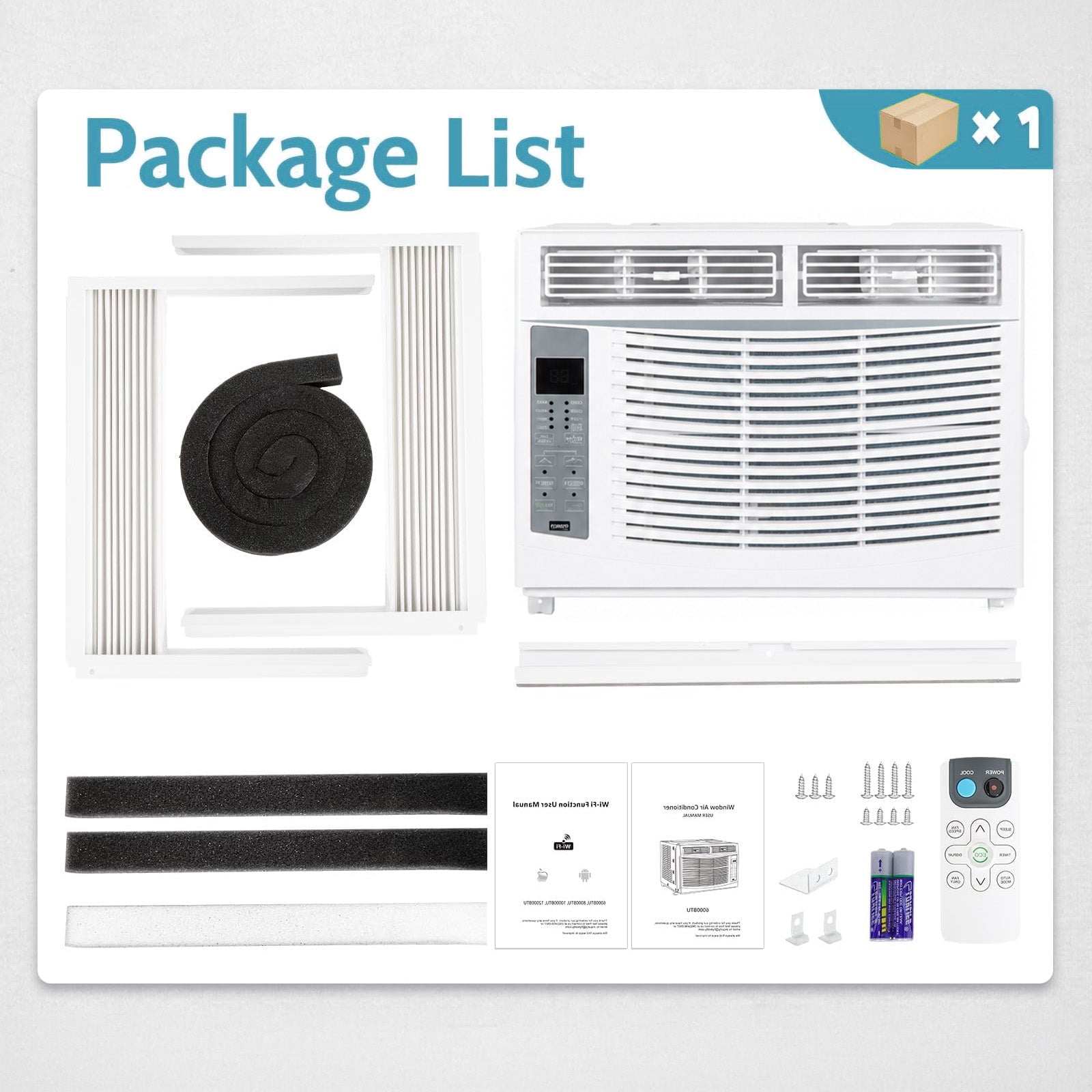 Mohavair 6000 BTU Window Air Conditioner Smart WiFi Cooling Unit for 250 Sq Ft Rooms (White, 23-34 in) lwucr