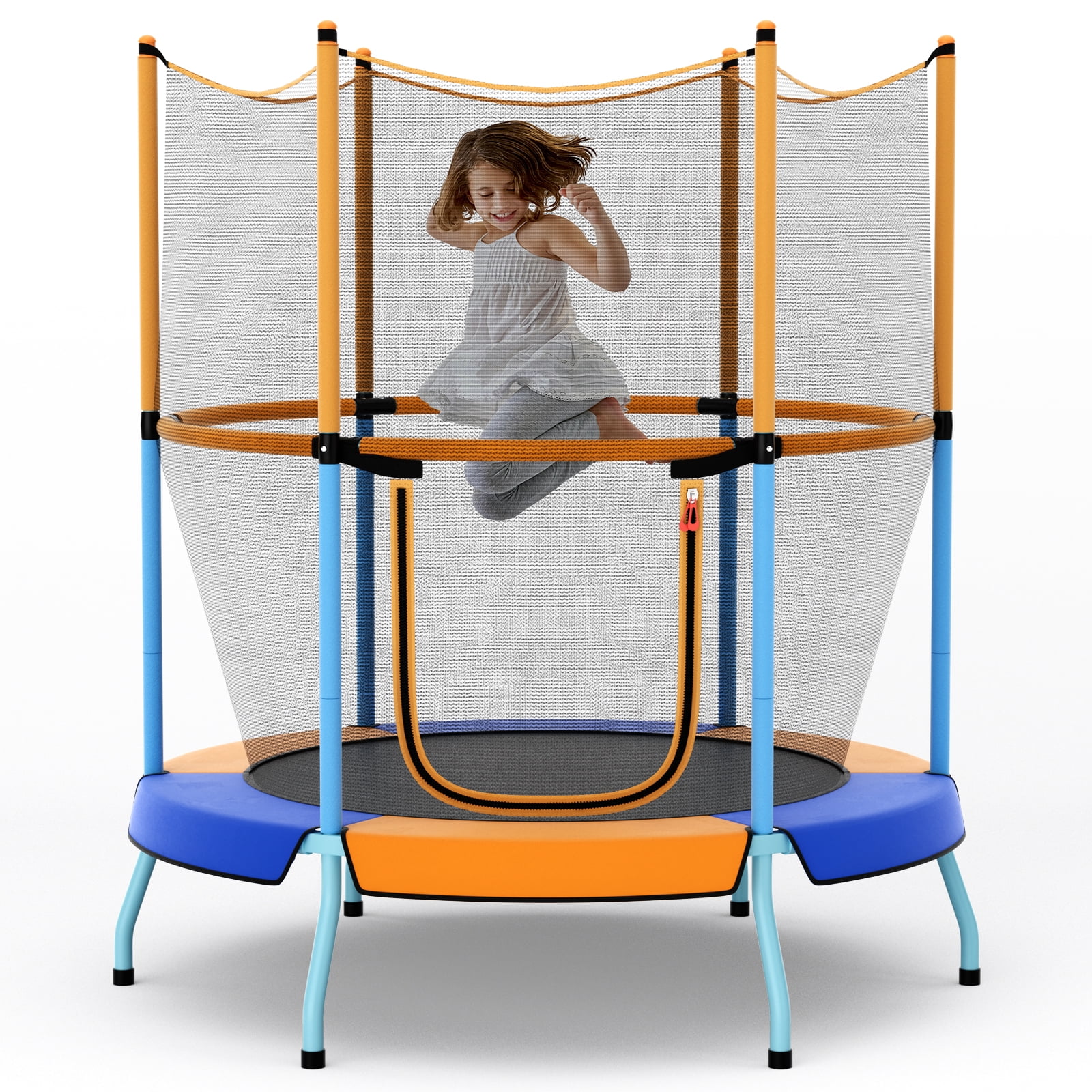 INFANS 48 in Toddler Trampoline with Safety Enclosure Net and Heavy-Duty Frame (Orange, 48 in) hata0