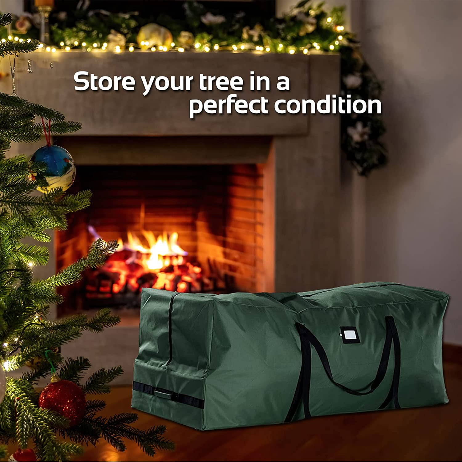 Skywee Rolling Christmas Tree Storage Bag for Artificial Trees up to 9 ft (Green, 1 Pack) 0fok9
