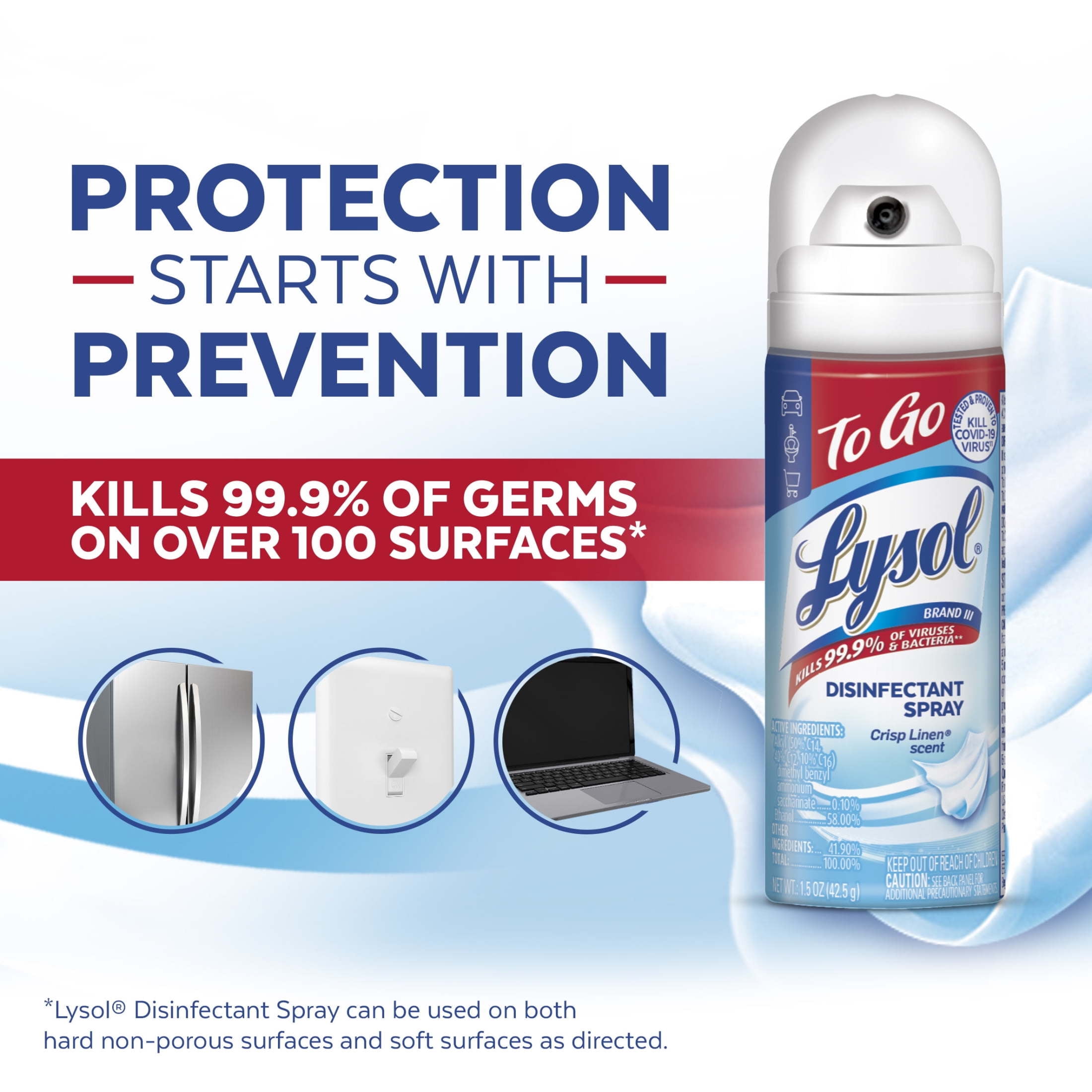 Lysol Disinfectant Spray, Crisp Linen Scent, Portable Travel Size (12 Pack, 1.5 fl oz) bm2sk