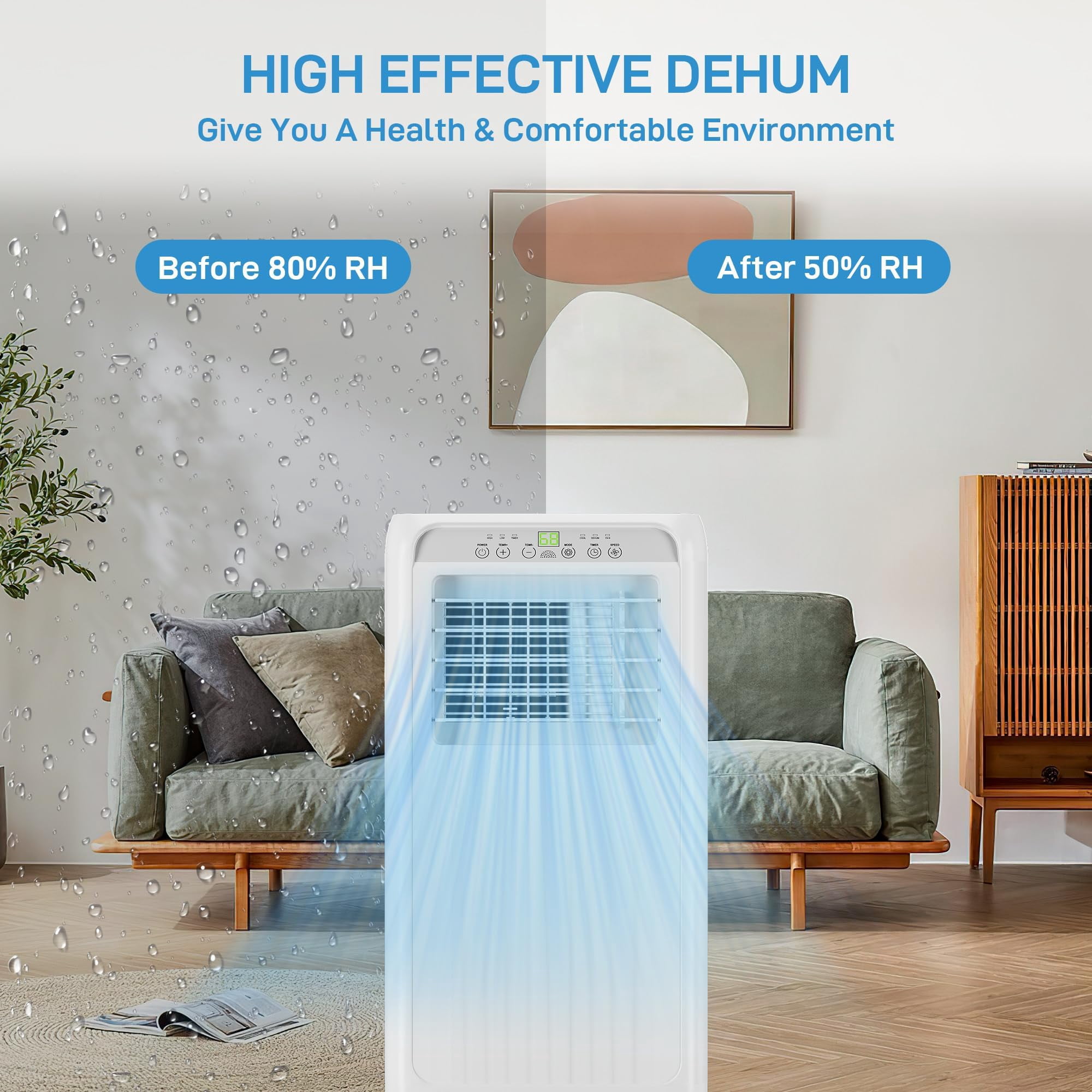 Hosslly 10000 BTU Portable Air Conditioner, 3-in-1 Cooling Dehumidifier and Fan with Remote Control and Window Kit (White, 450 Sq. Ft.) jhglk