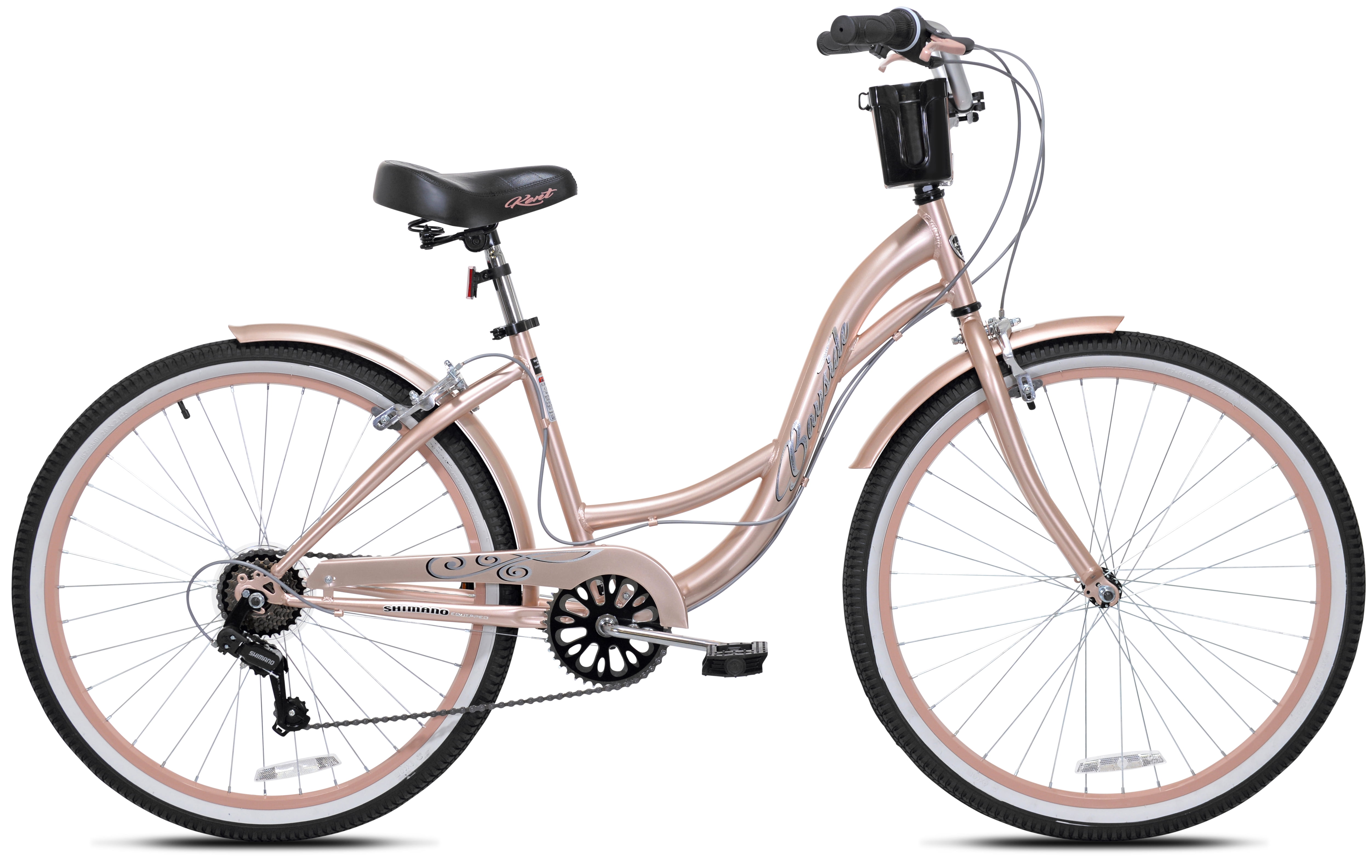Kent Bayside Cruiser Bicycle, 7-Speed Step-Through Frame, Adult Unisex (Rose Gold, 26 in) 5rz9n