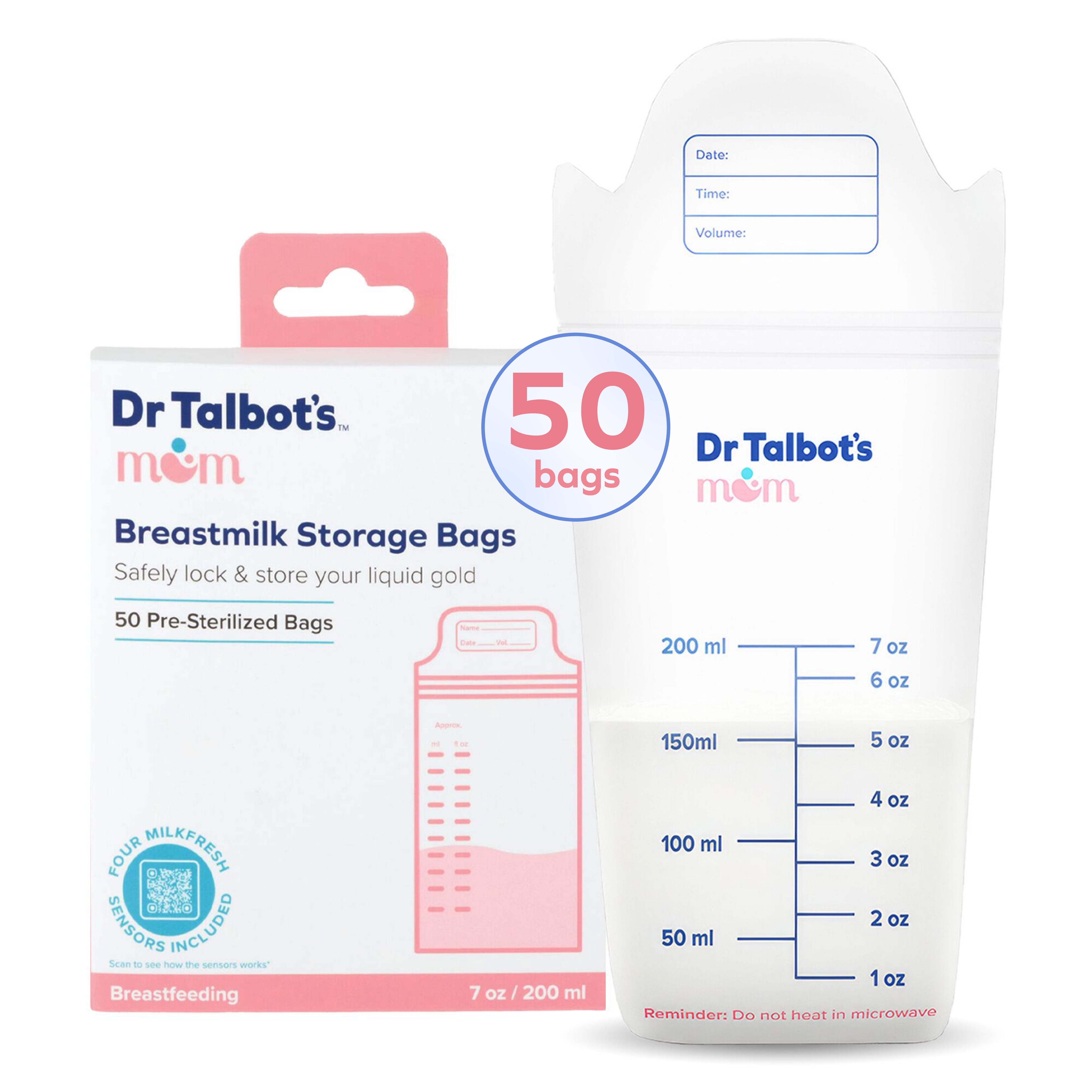 Dr. Talbot's Mom Breastmilk Storage Bags with MilkFresh Sensors (50 Count) 8kzzk