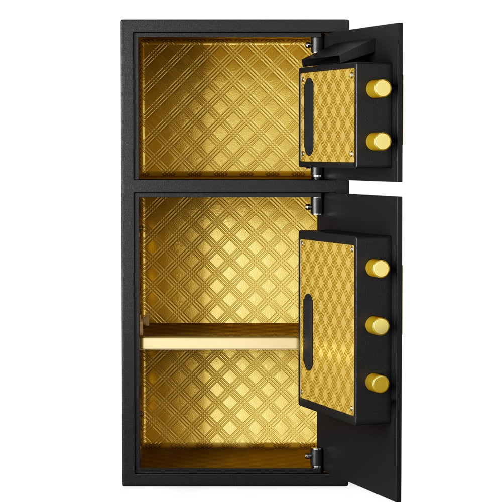 Generic Digital Security Safe Double-Door Heavy-Duty Steel Lockbox with Fireproof Bag (Black, 6.0 cu ft) lxg05