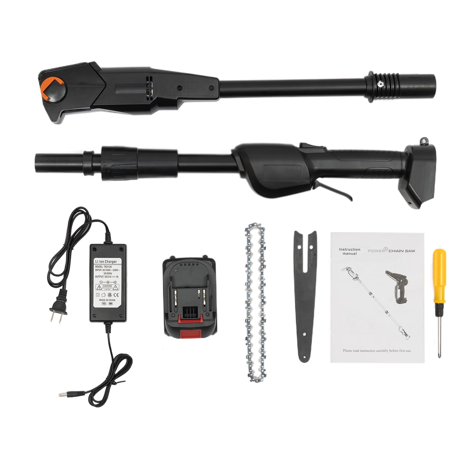 ChicHomey Cordless Electric Pole Saw, High-Efficiency Garden Pruning Tool with Adjustable Length (Black, 4.1 ft) o4bmd