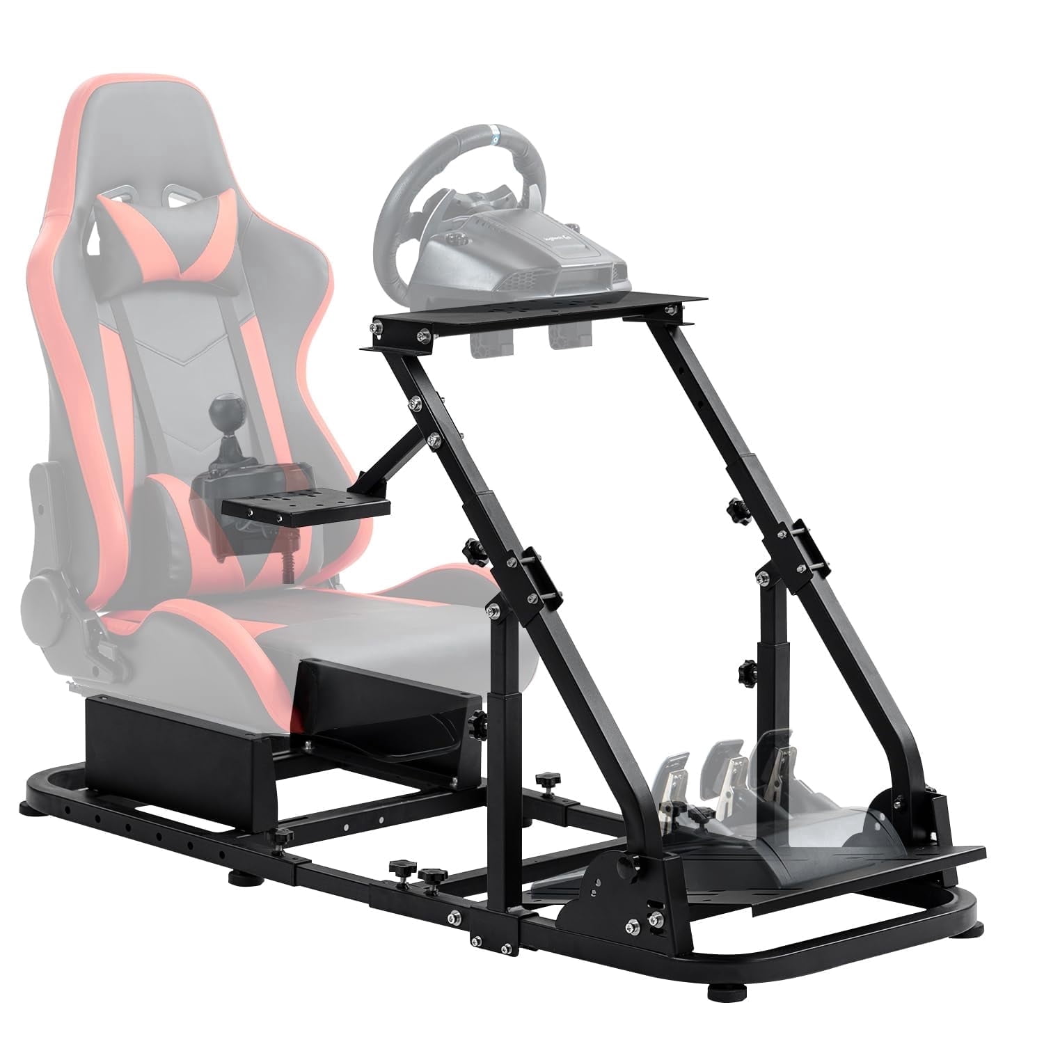 Supllueer Racing Simulator Cockpit Wheel Stand, Adjustable Foldable Gaming Steering Wheel Mount (Black, 1 Unit) 4jzgx