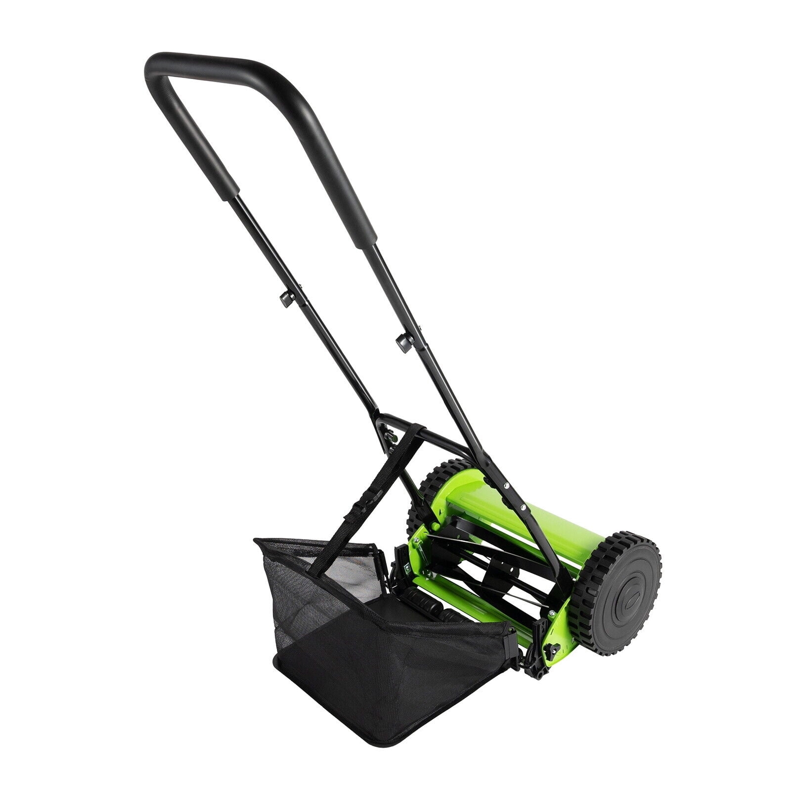 Generic Hand Push Reel Lawn Mower with Grass Catcher and Adjustable Cutting Height (Green, 12 in) alwo9