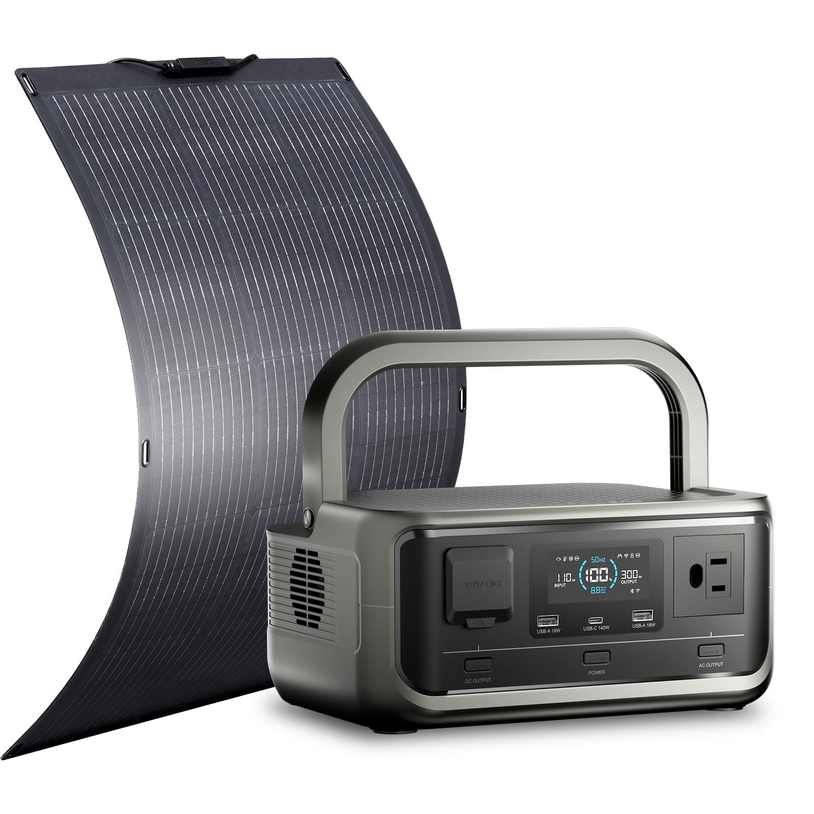 ALLPOWERS P300 Portable Power Station with 100W ETFE Solar Panel (Black, 256Wh) l0p0p