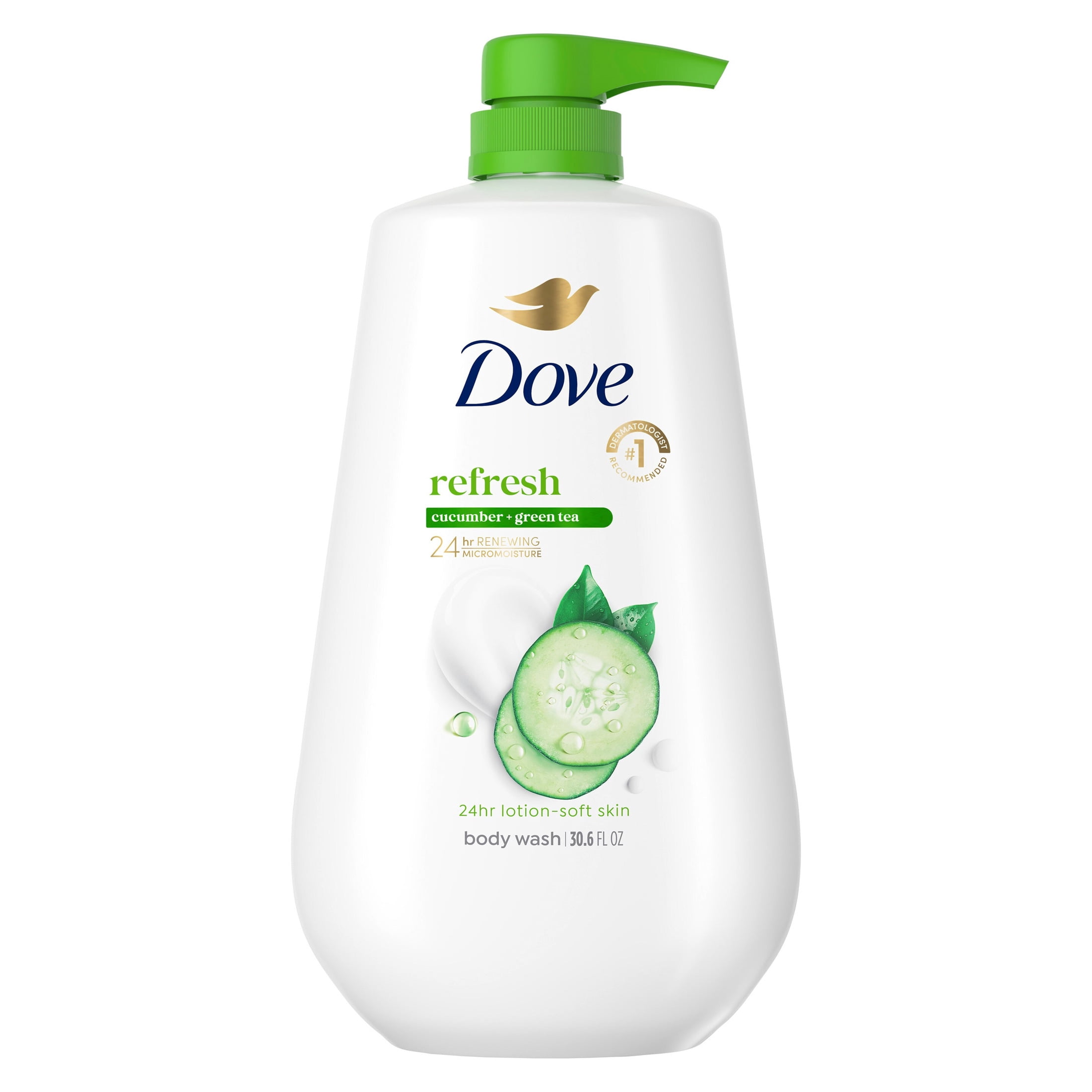 Dove Refreshing Body Wash with Cucumber and Green Tea, Moisturizing Skin Cleanser (Green, 30.6 fl oz) qyuzr