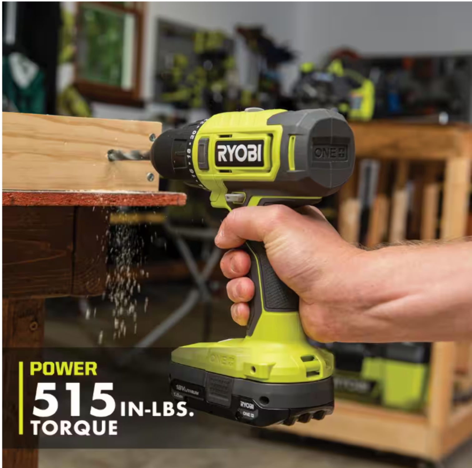 Ryobi 18V Cordless Drill Driver with 1.5 Ah Battery and Charger (Green, 0.5 in Chuck) 746bk