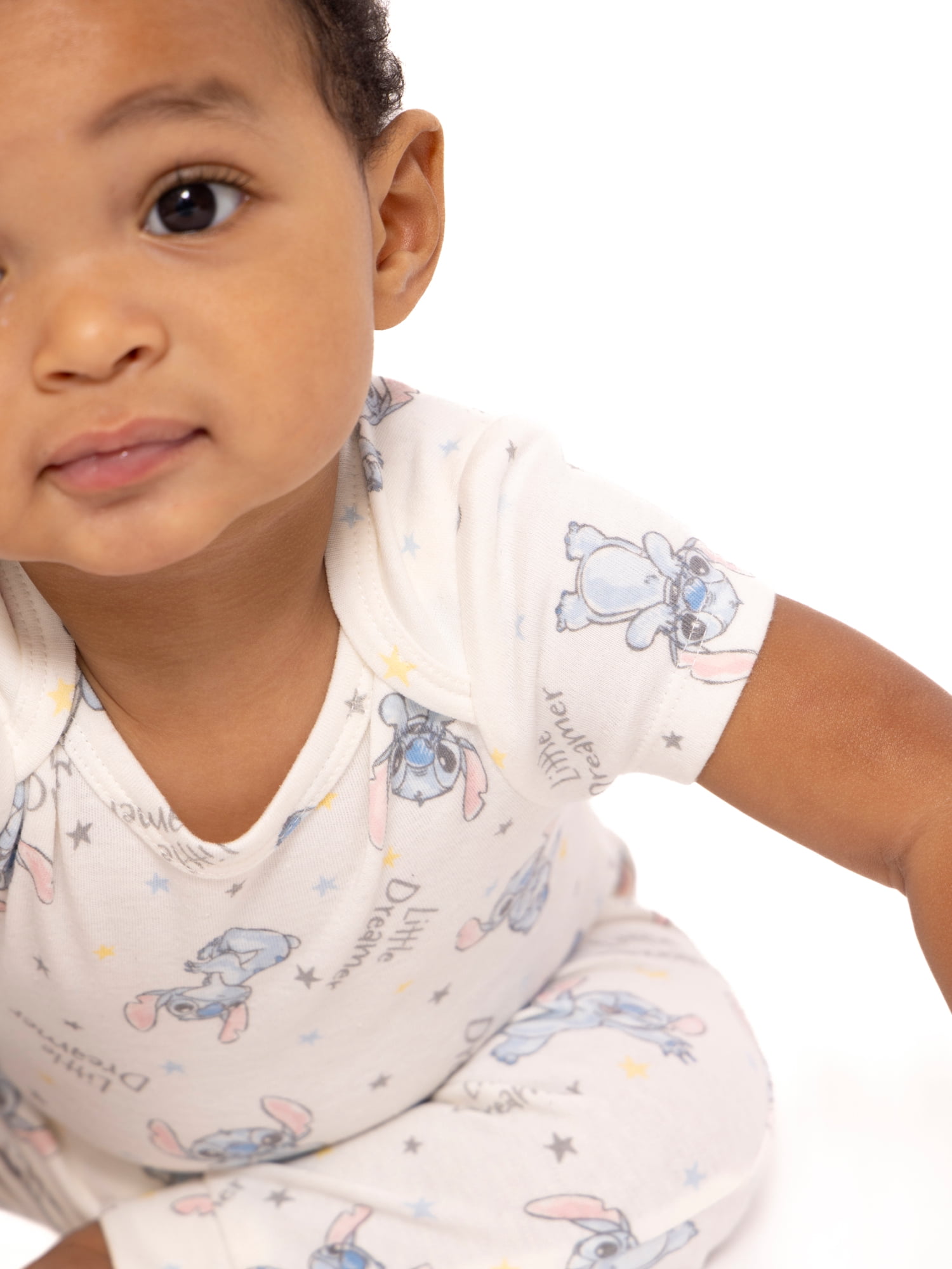 Lilo & Stitch Baby Bodysuit Set, Soft Cotton Blend Short Sleeve Rompers (Blue, 3-Pack) qr5sm