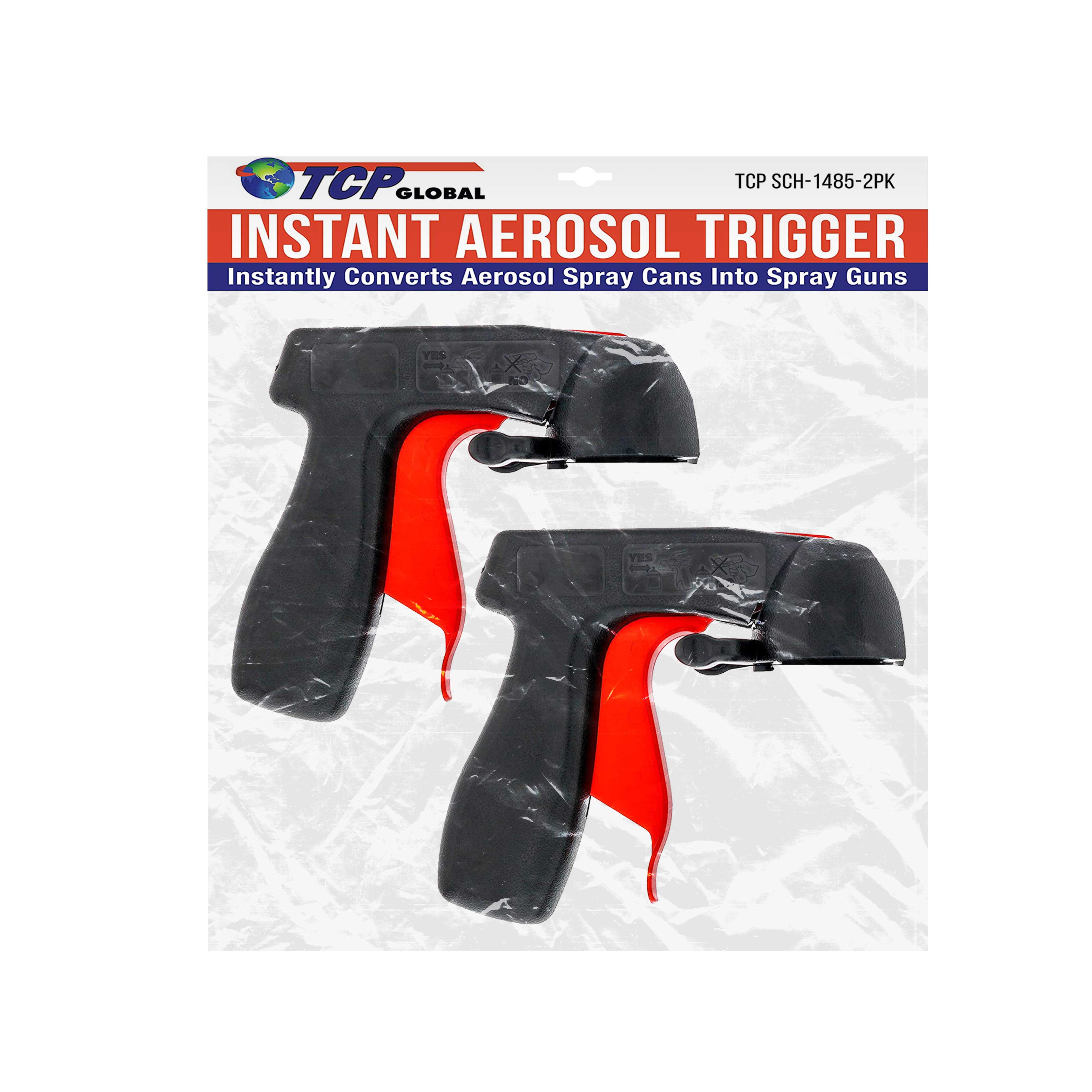 TCP Global Aerosol Spray Trigger Handle (Ergonomic Grip, Reusable) (Black, 2 Pack) tuhgm