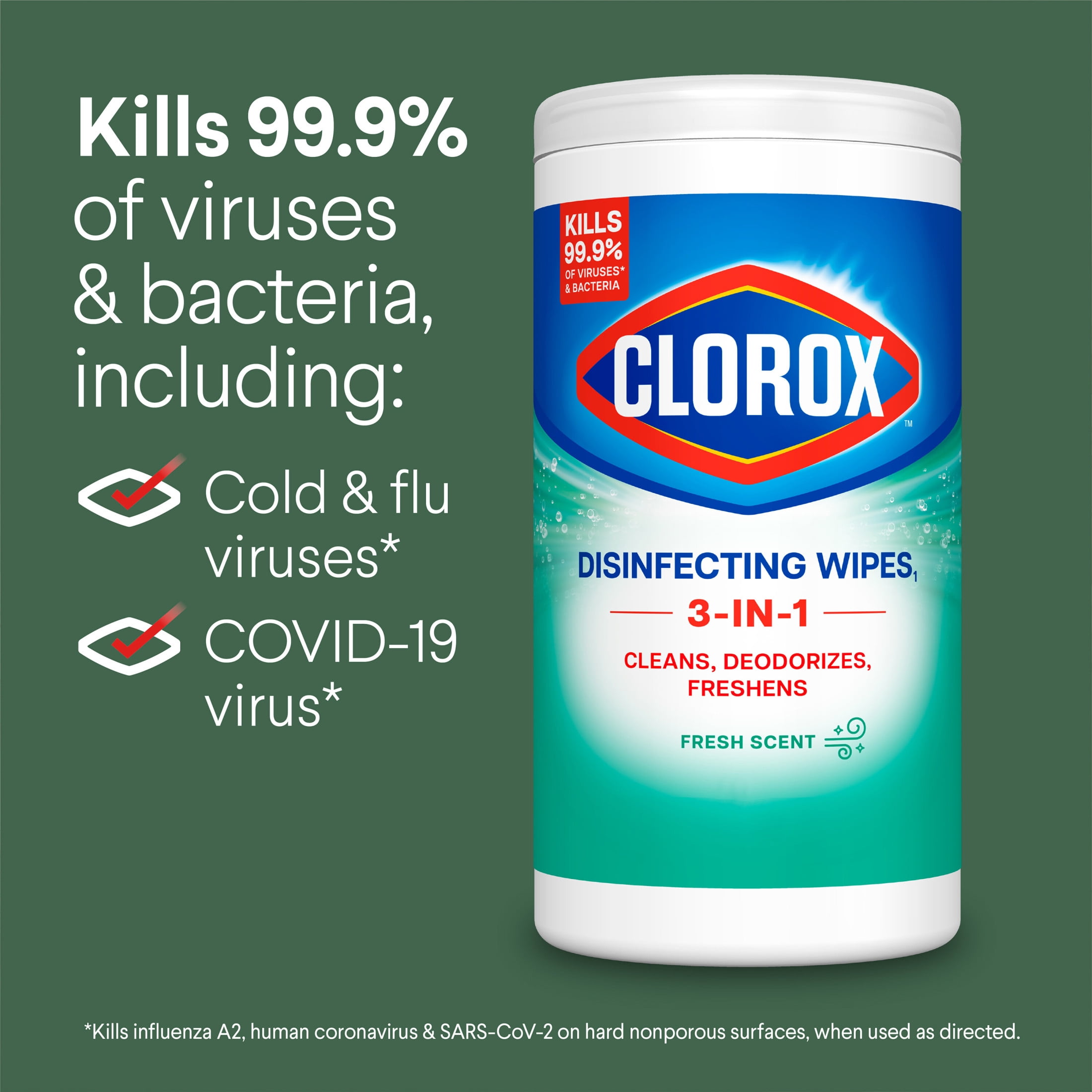 Clorox Disinfecting Cleaning Wipes, Bleach Free, Fresh Scent (75 Count) 1bs6u