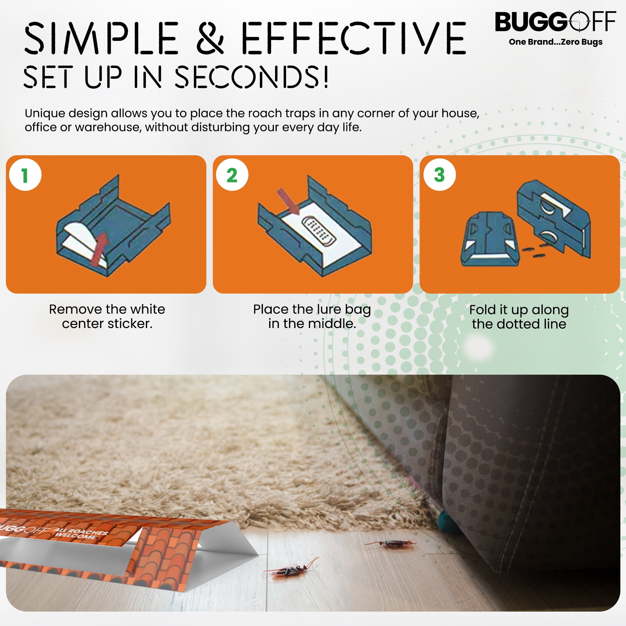 BUGGOFF Roach House Trap Baited Glue Pest Control (10 Pack) d4eaa
