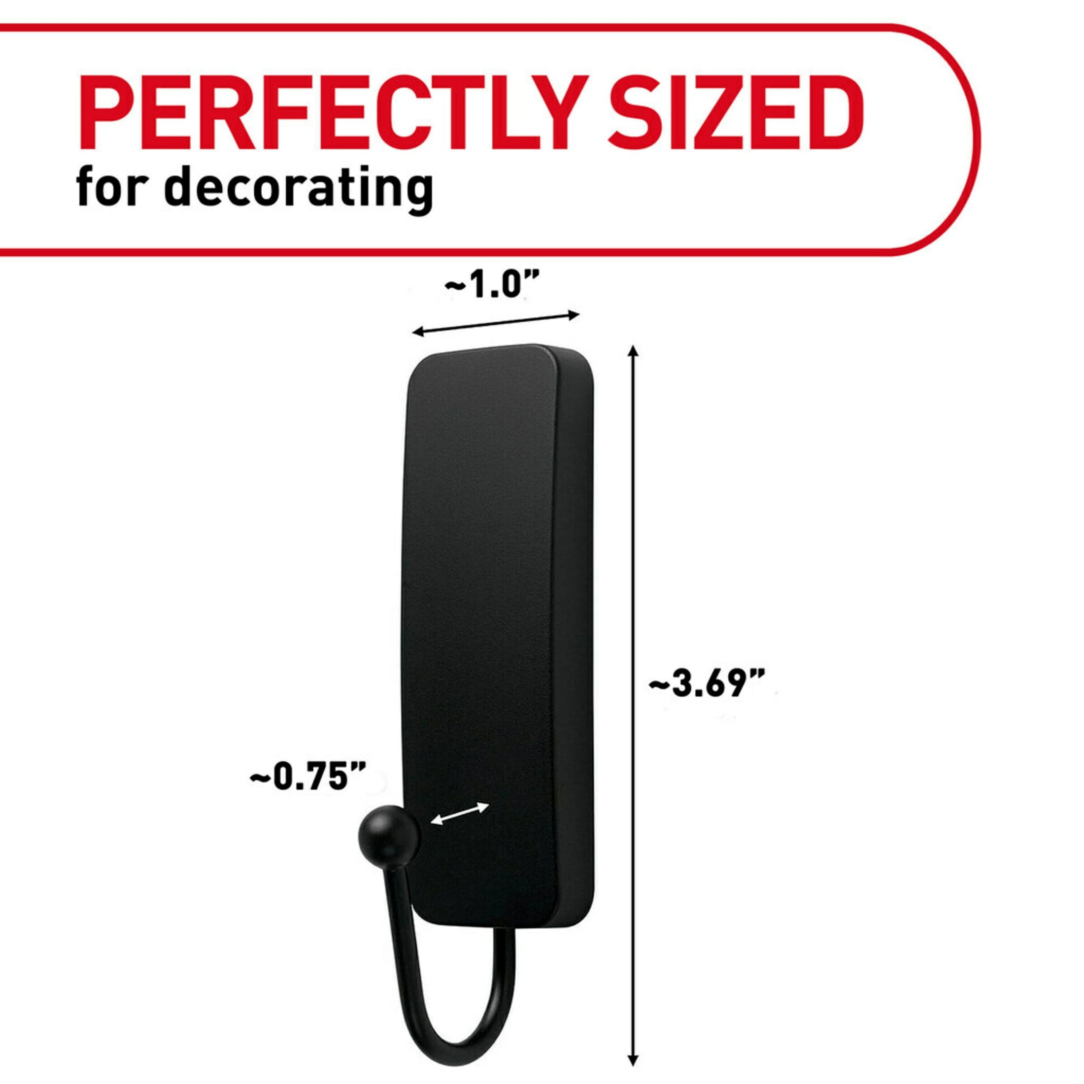 Command Medium Decorative Hooks, Damage-Free Wall Hangers for Home Organization (Matte Black, 1 Hook and 2 Strips) 35udv - Image 2