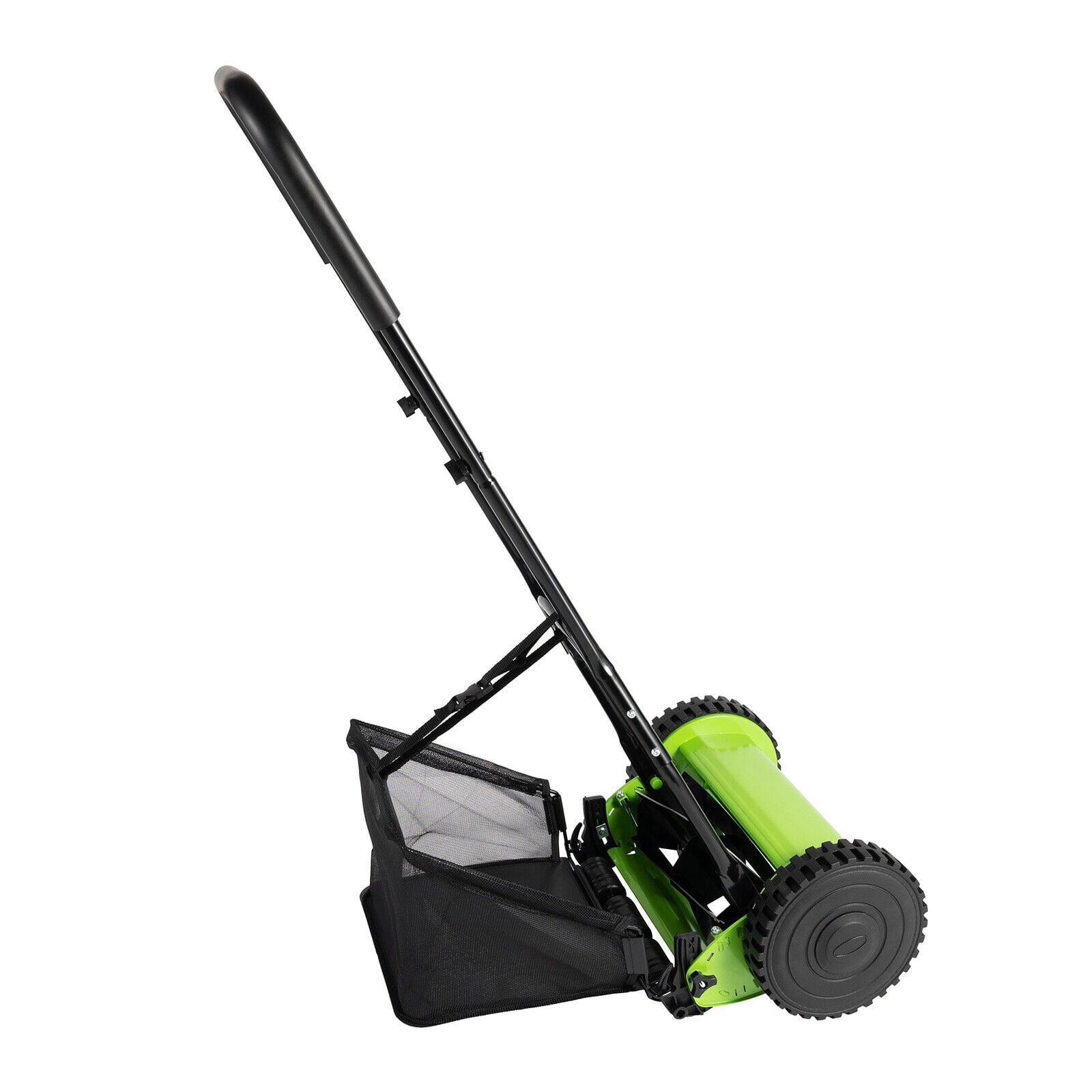 Generic Hand Push Reel Lawn Mower with Grass Catcher and Adjustable Cutting Height (Green, 12 in) alwo9