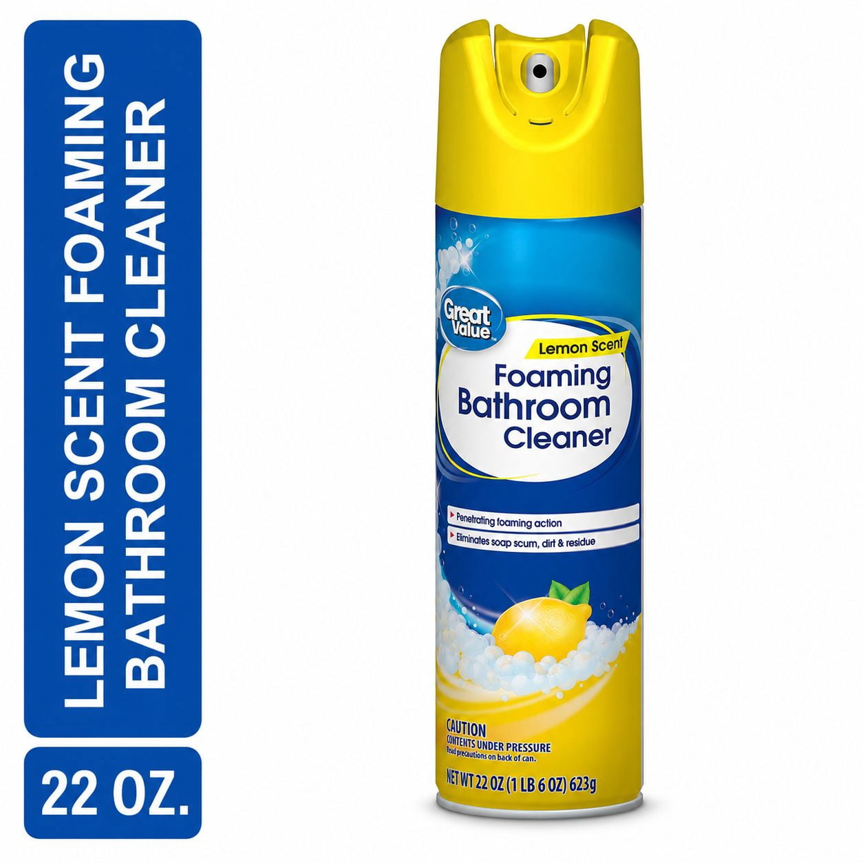 Great Value Foaming Bathroom Cleaner, Lemon Scent, Heavy-Duty Surface Scrub (22 oz) 3jpvd