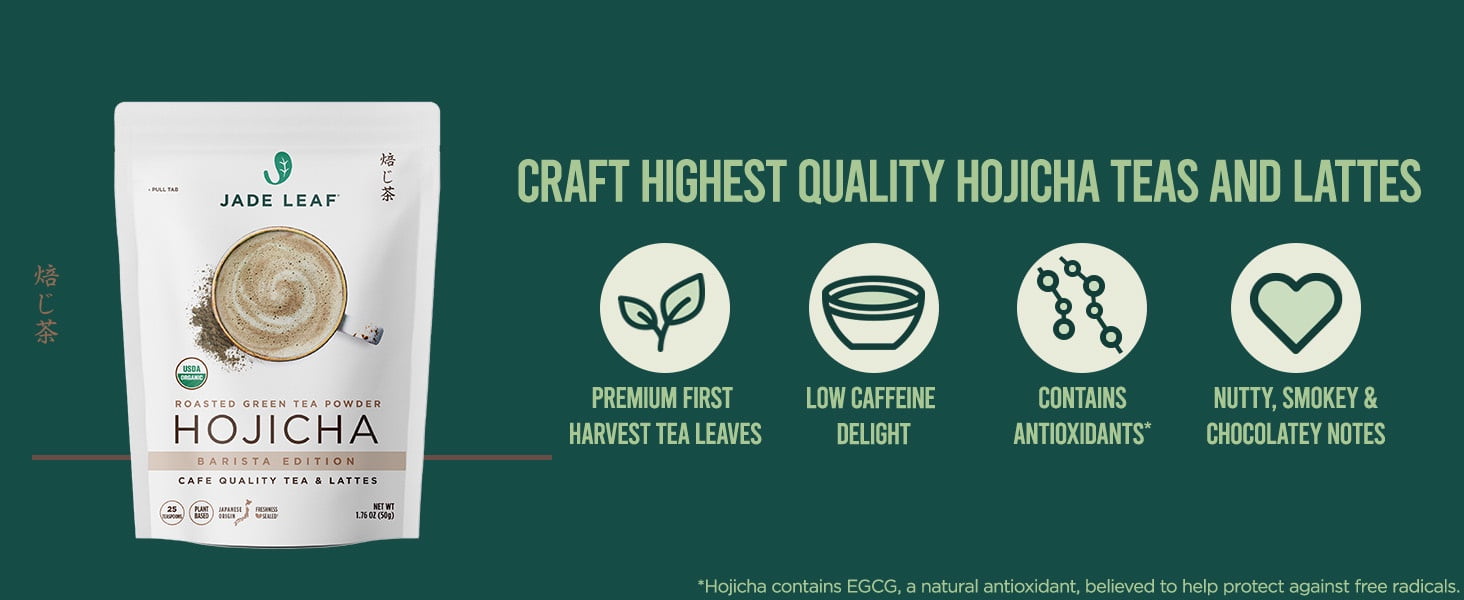 Jade Leaf Organic Hojicha Powder, Barista Edition, Roasted Green Tea (1.76 oz) qdc0r