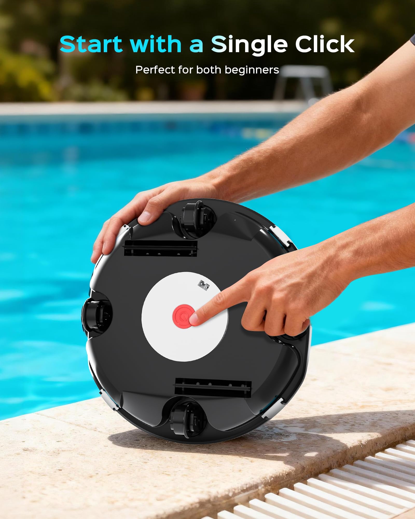 WYBOT Cordless Robotic Pool Cleaner, Automatic Vacuum for Above-Ground Pools (Transparent Black, 645 sq. ft.) 0b581