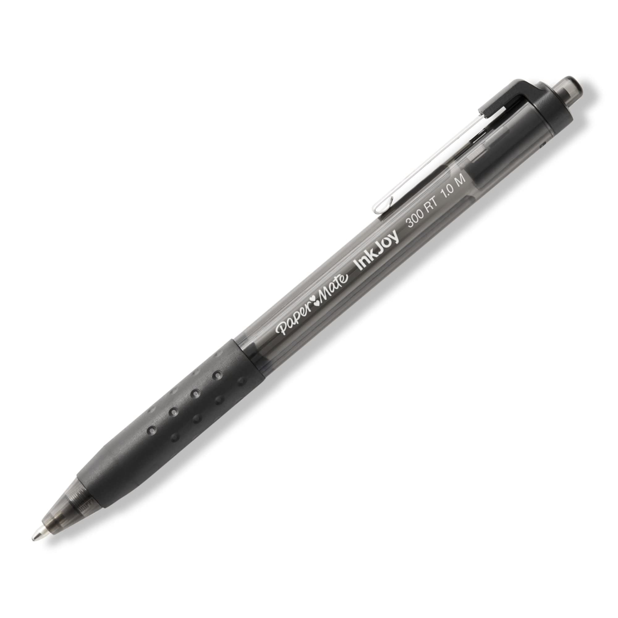Paper Mate InkJoy 300 RT Retractable Pens, Medium Point, Smooth Writing, Black Ink (Clear, 24 Pack) n7hmr