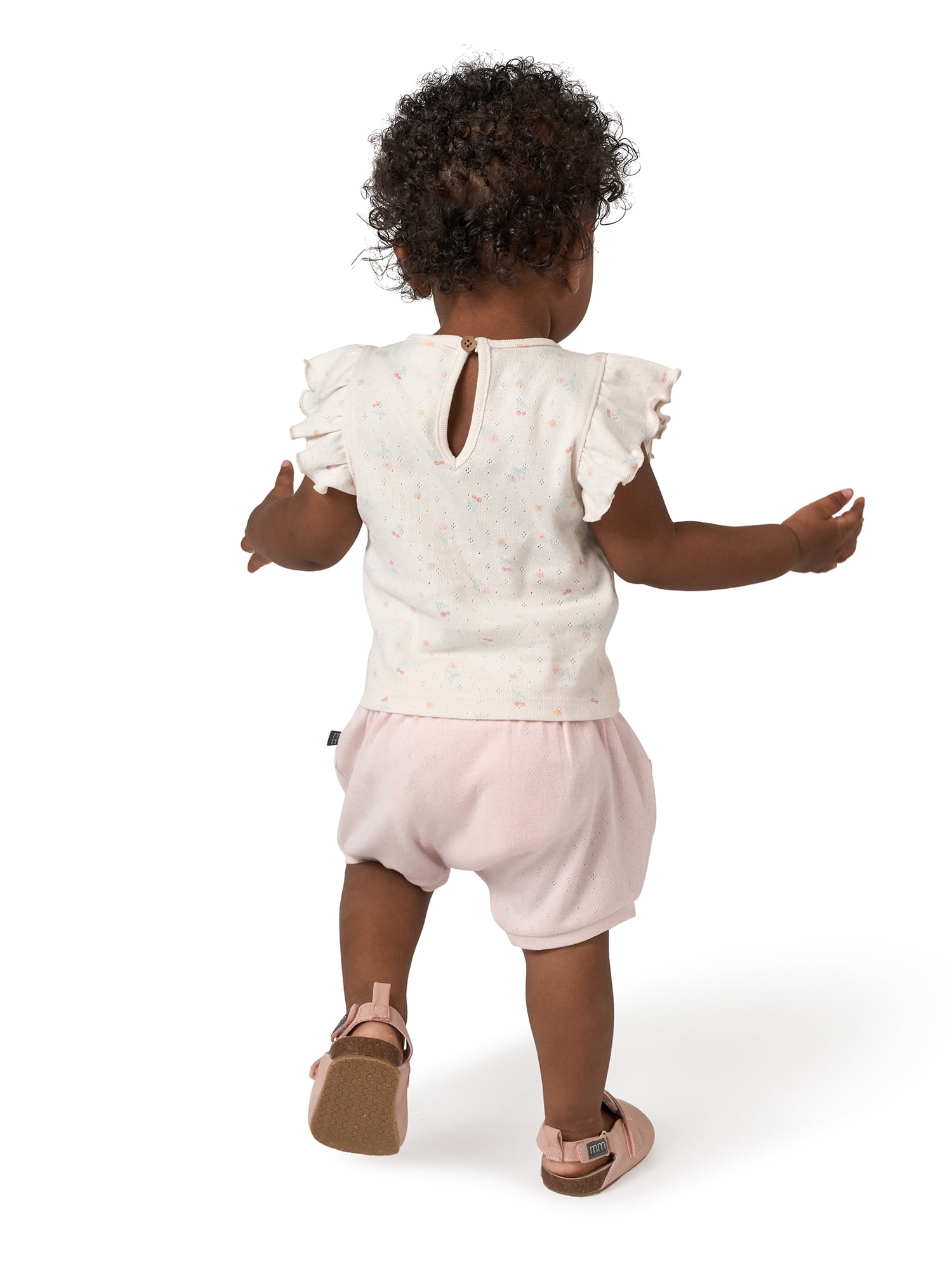 Modern Moments by Gerber Baby Girl Organic Cotton Flutter Sleeve Top (Pink, 0-3 Months) ddv7j