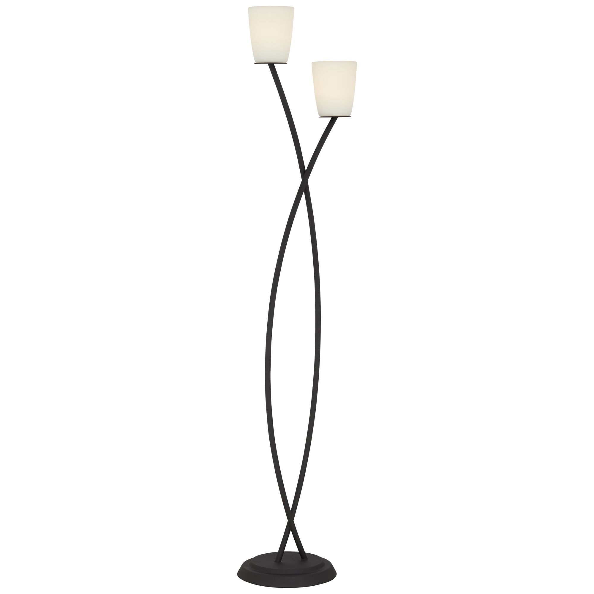 Kathy Ireland Everly Farmhouse Rustic Standing Floor Lamp with 2-Light Foot Switch (Black, 62.5 in) vzfil