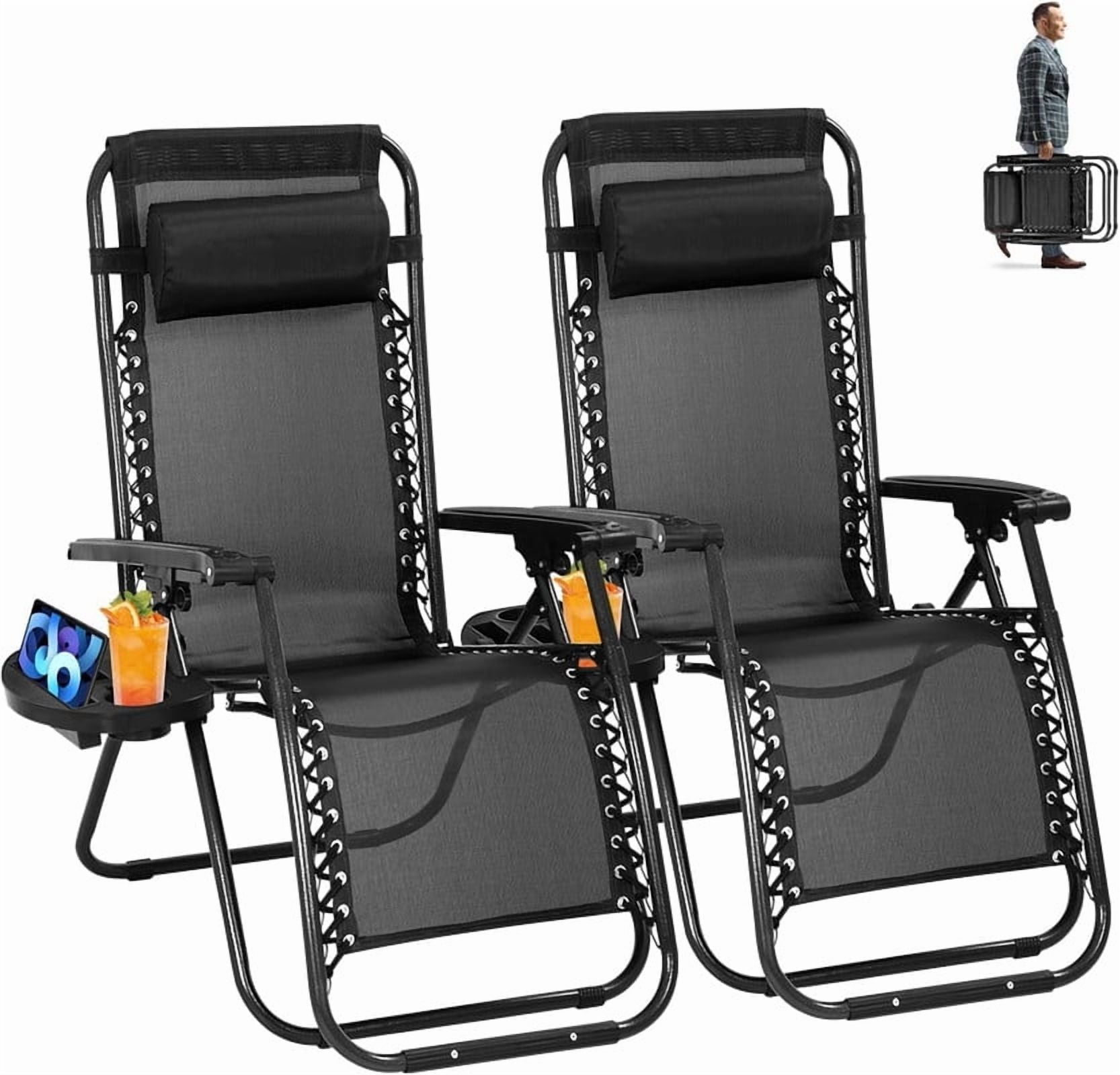 SIMENMAX Zero Gravity Reclining Lounge Chairs (Black, Set of 2) v0p75