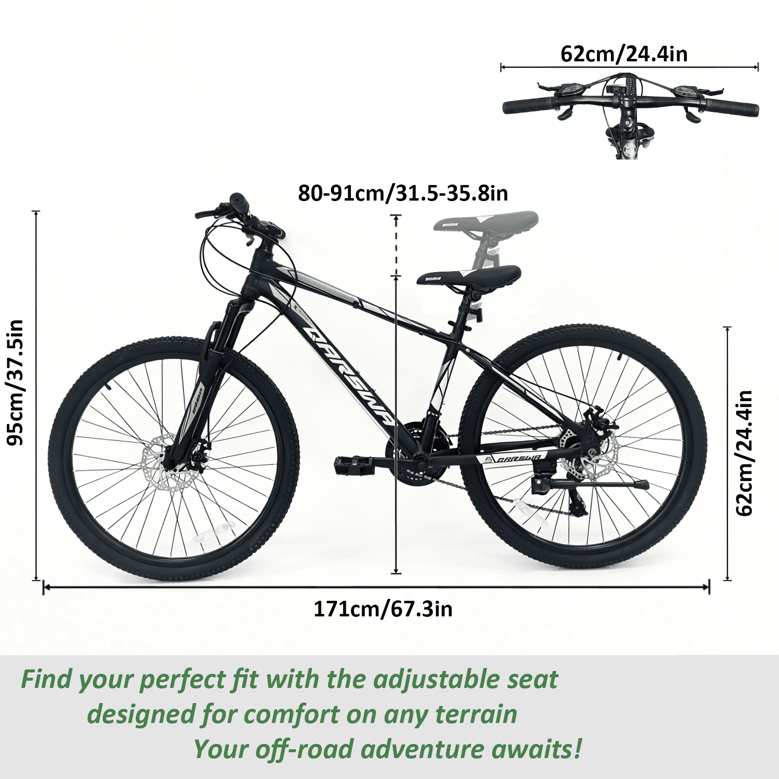 GASENDALA 26 in Mountain Bike, 21-Speed Aluminum Frame Bicycle with Dual Suspension (Matte Metallic Silver, 26 in) ztrvq