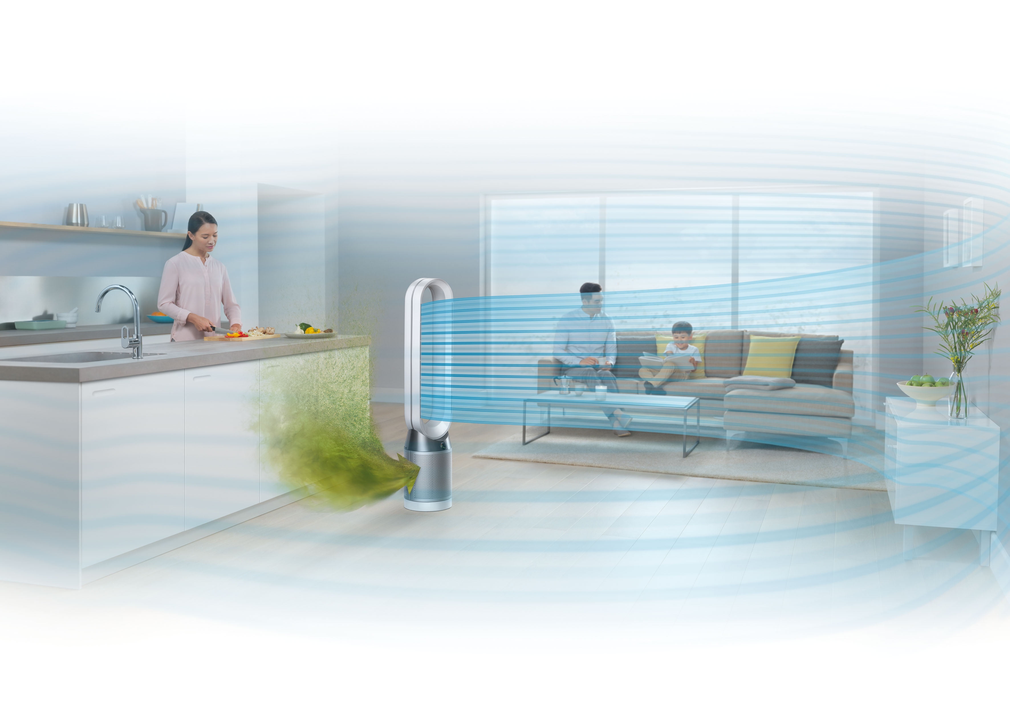 Dyson Pure Cool Tower Air Purifier and Fan (White/Silver, 41.49 in) 0oafe - Image 5