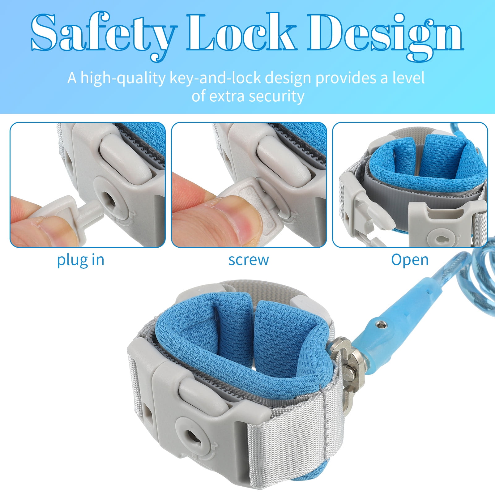 sixwipe Anti-Lost Toddler Wrist Leash with Key Lock and Reflective Strap (Pink and Blue, 8.2 ft, 2 Pack) bm66p