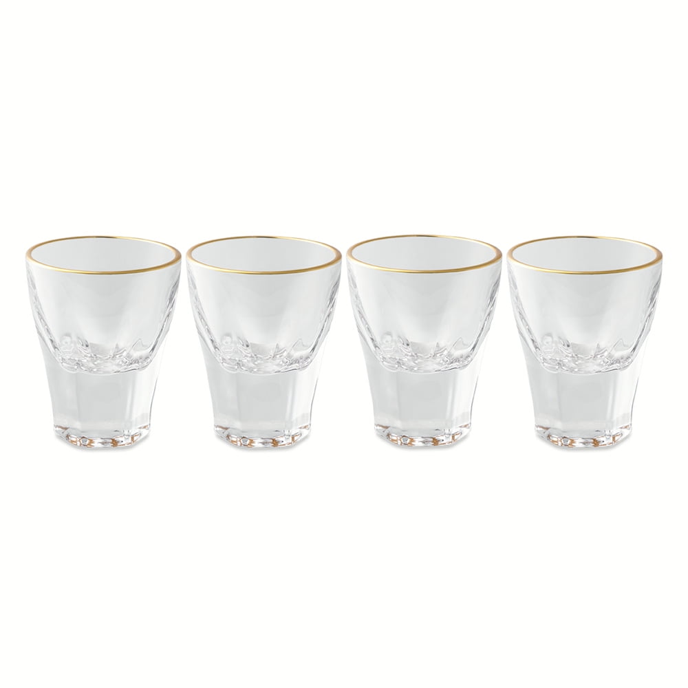 Thyme & Table Scalloped Shot Glasses, Elegant Barware for Home Entertaining (Clear, Set of 4) zemnu