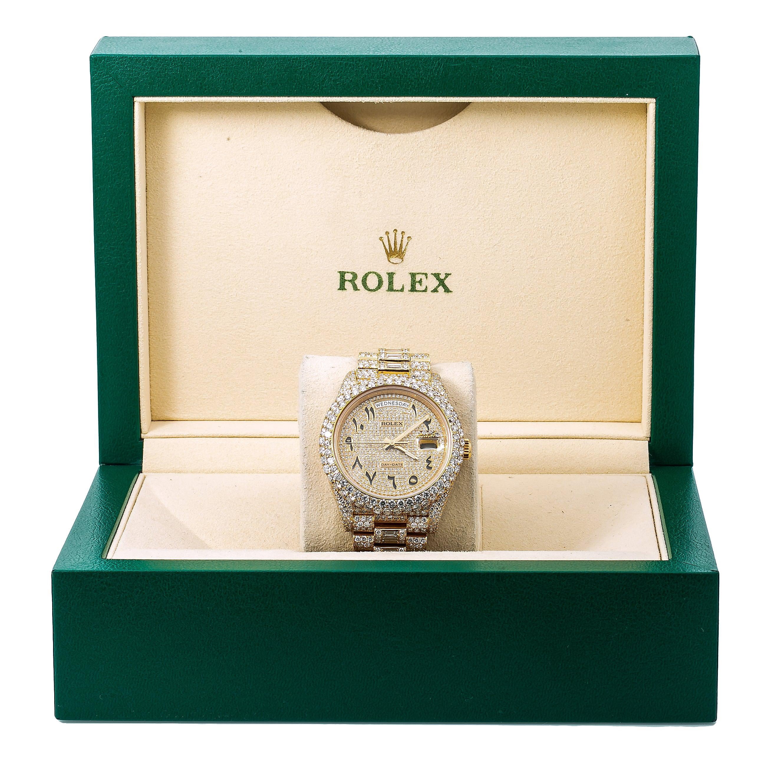 Rolex Day-Date 40mm 228238 18K Yellow Gold Diamond Paved Eastern Arabic Dial President Watch (40mm) 3nh2b