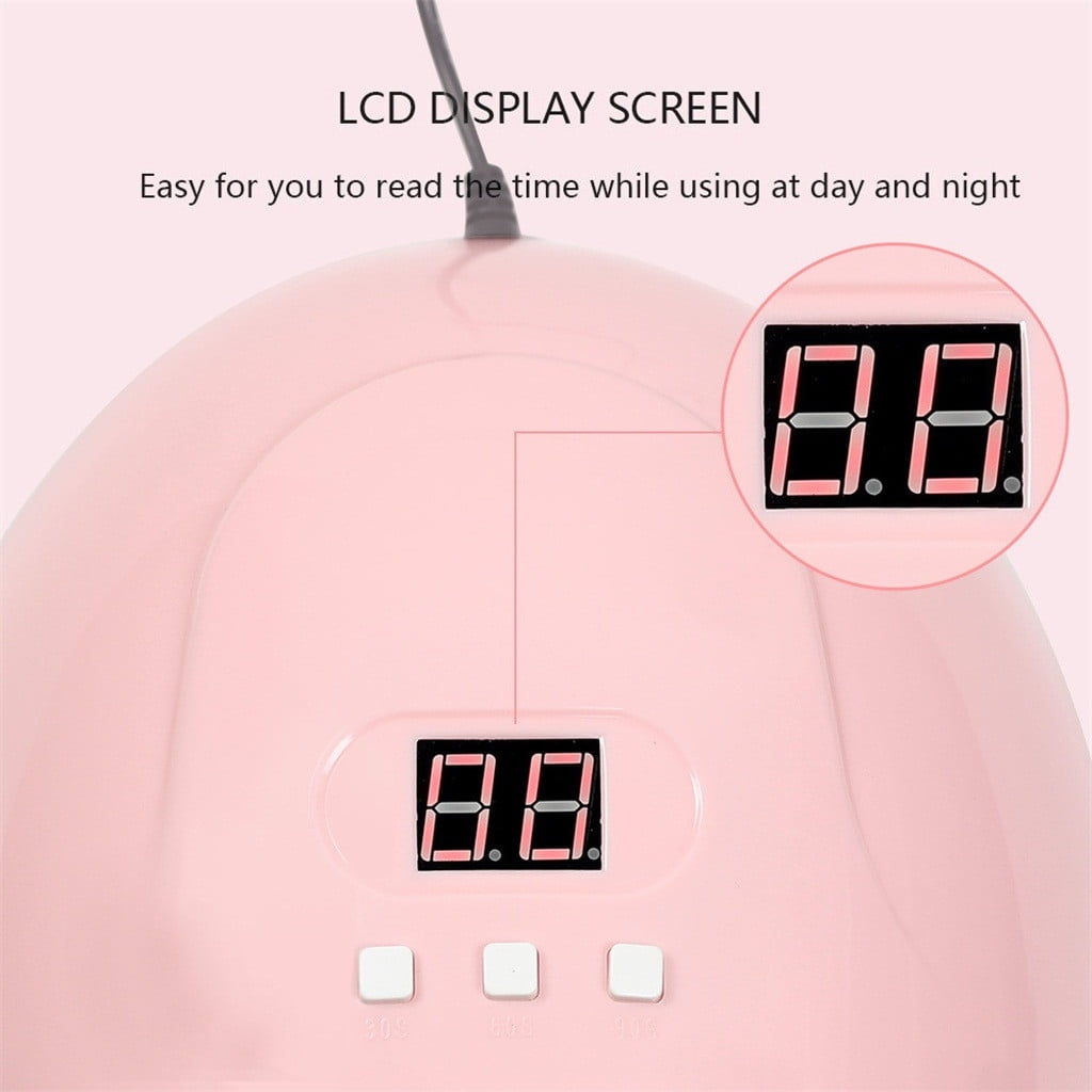 JUPAOPON 54W UV LED Nail Dryer Lamp for Gel Polish with Auto Sensor (Pink, 7.1 in x 6.3 in x 2.0 in) d8vth