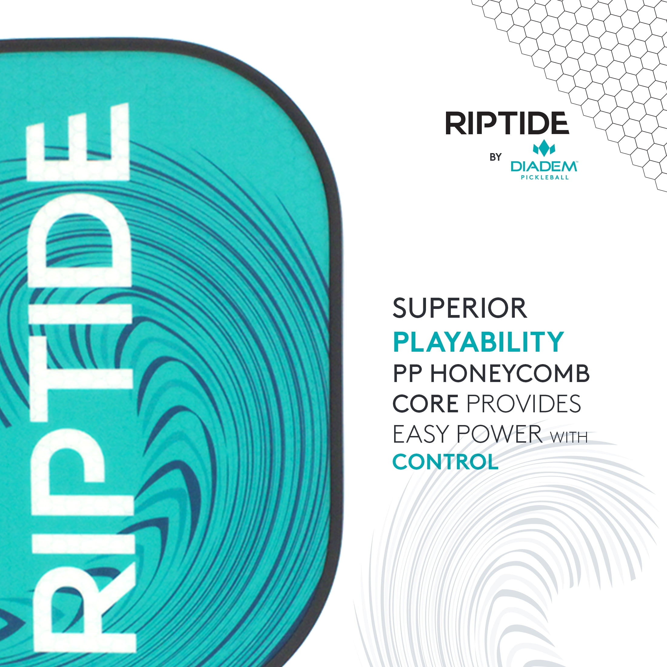 Diadem Sports Riptide HMT Fiber Pickleball Paddle (Teal, 7.6 oz) 2fd39
