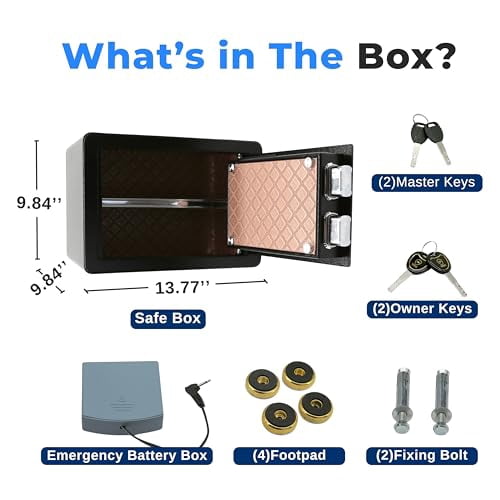 SereneLife Electronic Fingerprint Home Safe Box (Steel, 13.77 x 9.84 x 9.84 in) mhhqk