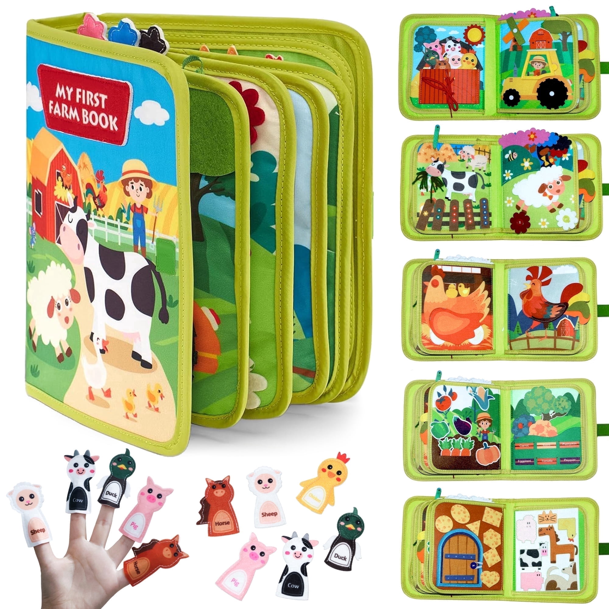 BIGODY Montessori Busy Book and Sensory Activity Board for Toddler Fine Motor Skill Development (8x10 in) kpeaz