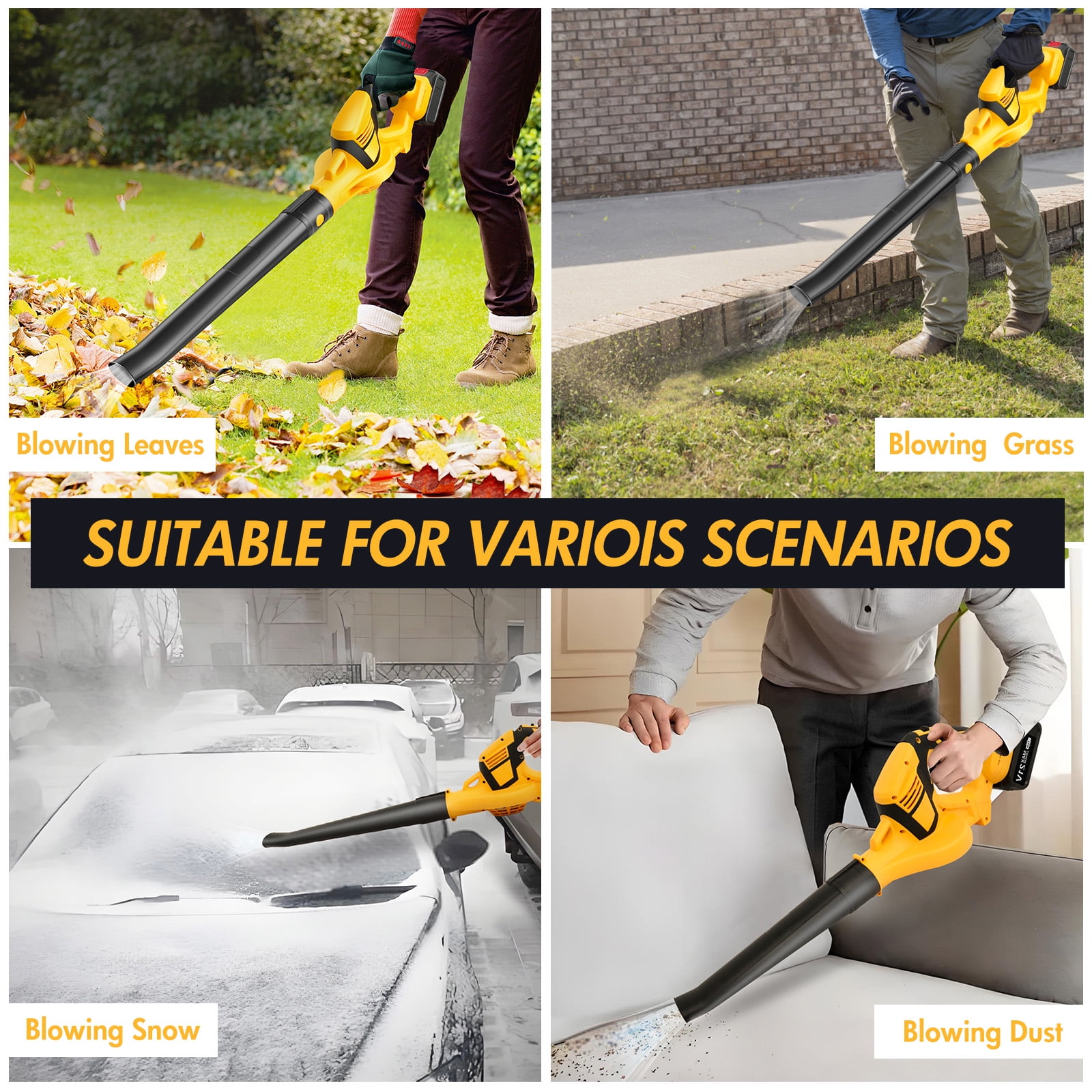 CATGOOD Cordless Leaf Blower, Electric Power Sweeper for Lawn Care and Patio (Yellow, 3.6 lb) 85lp0