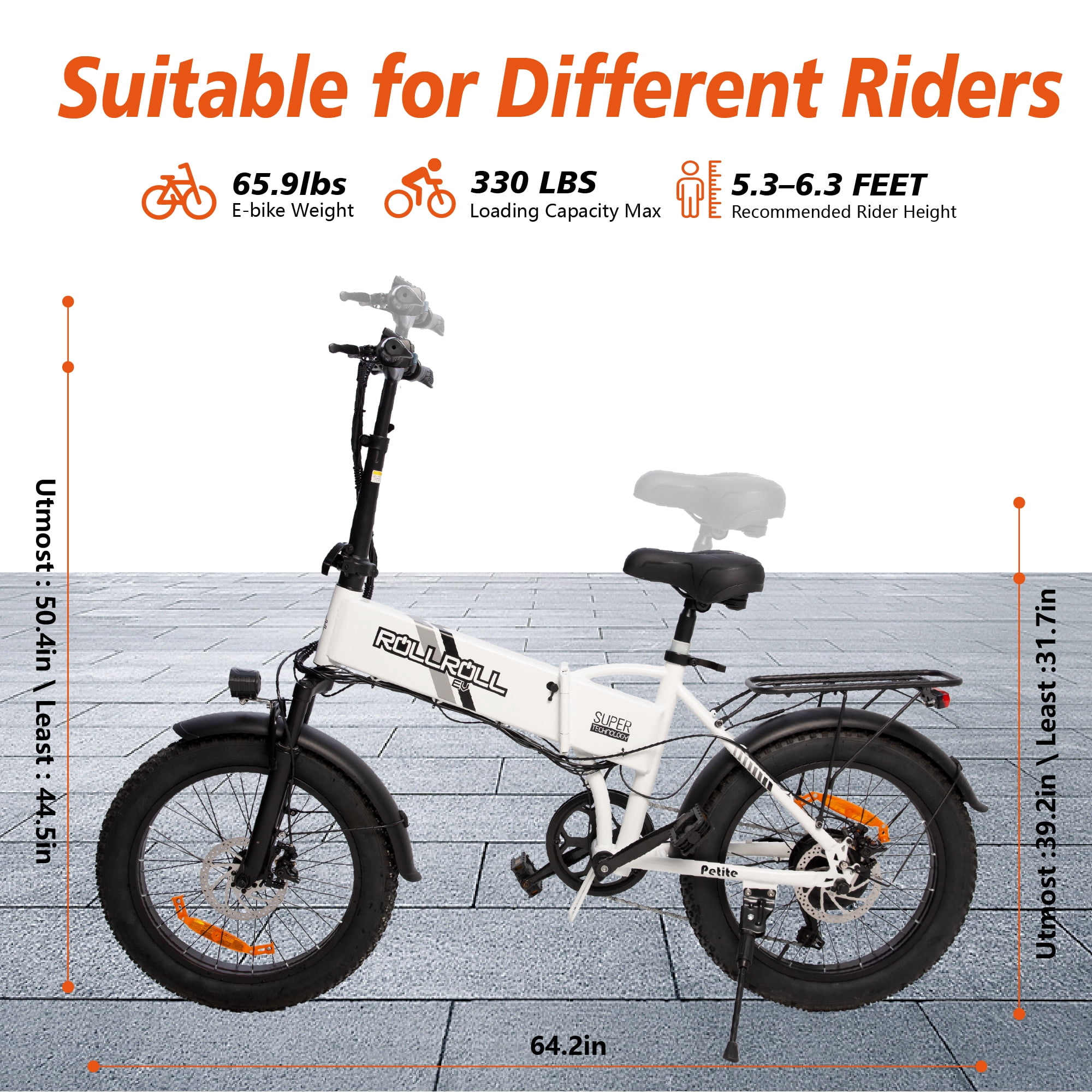 SYX MOTO Fat Tire Electric Bike for Adults, Foldable 350W Ebike with 7-Speed Gear System (Black, 20 in) gnqtl