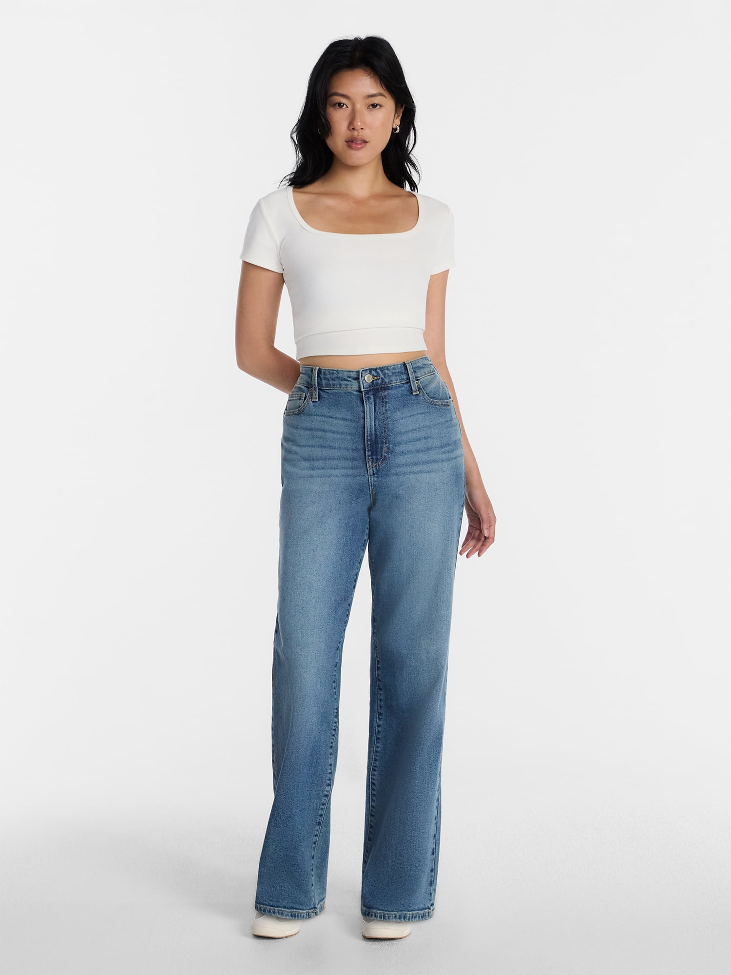 No Boundaries High Rise Baggy Wide Leg Jeans (Grey, XXS) j2ix7