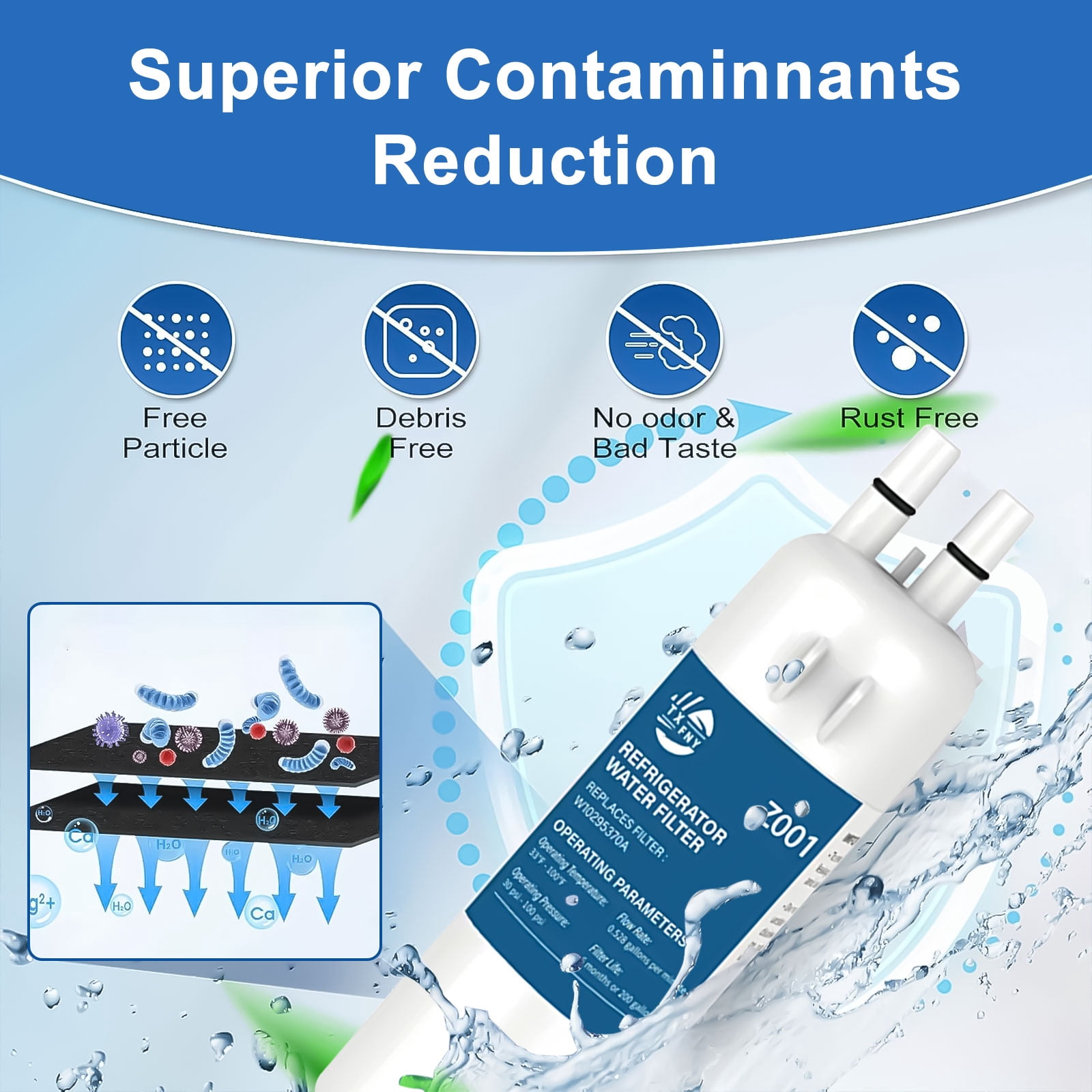 TXFNY Refrigerator Water Filter Replacement for Whirlpool Filter 1 (Compatible with EDR1RXD1, W10295370, 1 Pack) aylmy