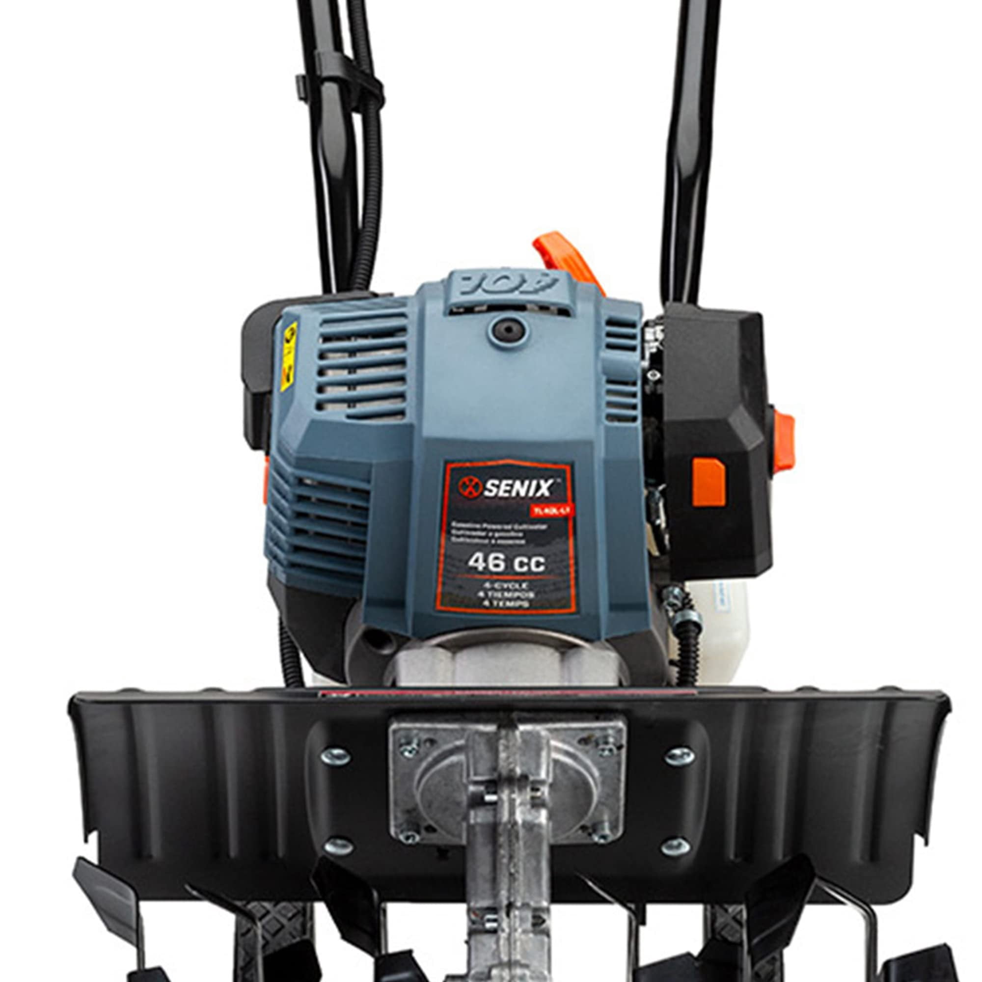 Senix 4QL Gas Tiller Cultivator (46cc 4-Cycle Engine, 6 Tines, 15 in Width, 8 in Depth, Blue) 7kuix