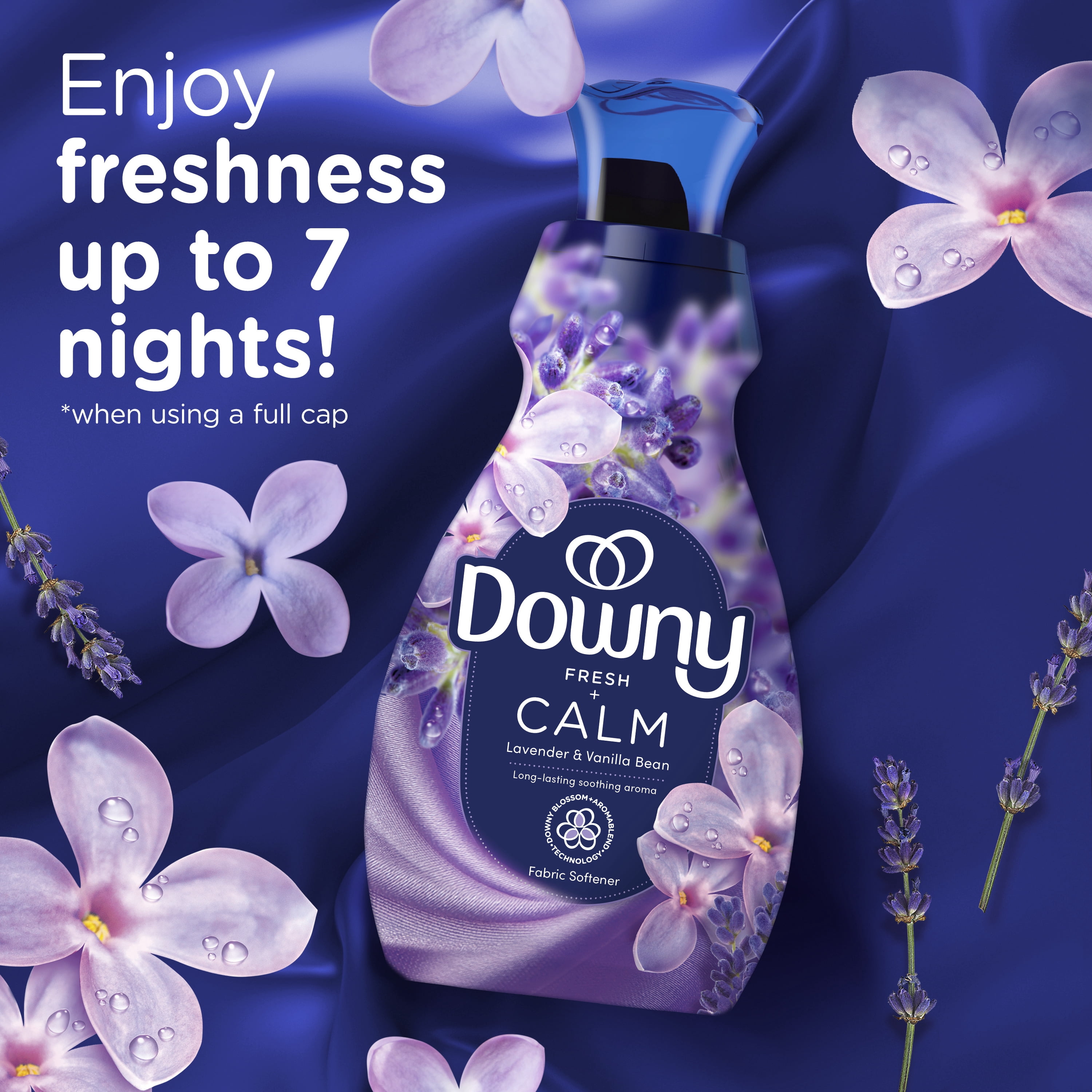 Downy Ultra Soft Liquid Fabric Softener, Calm Lavender & Vanilla Bean Scent, Long-Lasting Freshness (93 fl oz) wa0qu