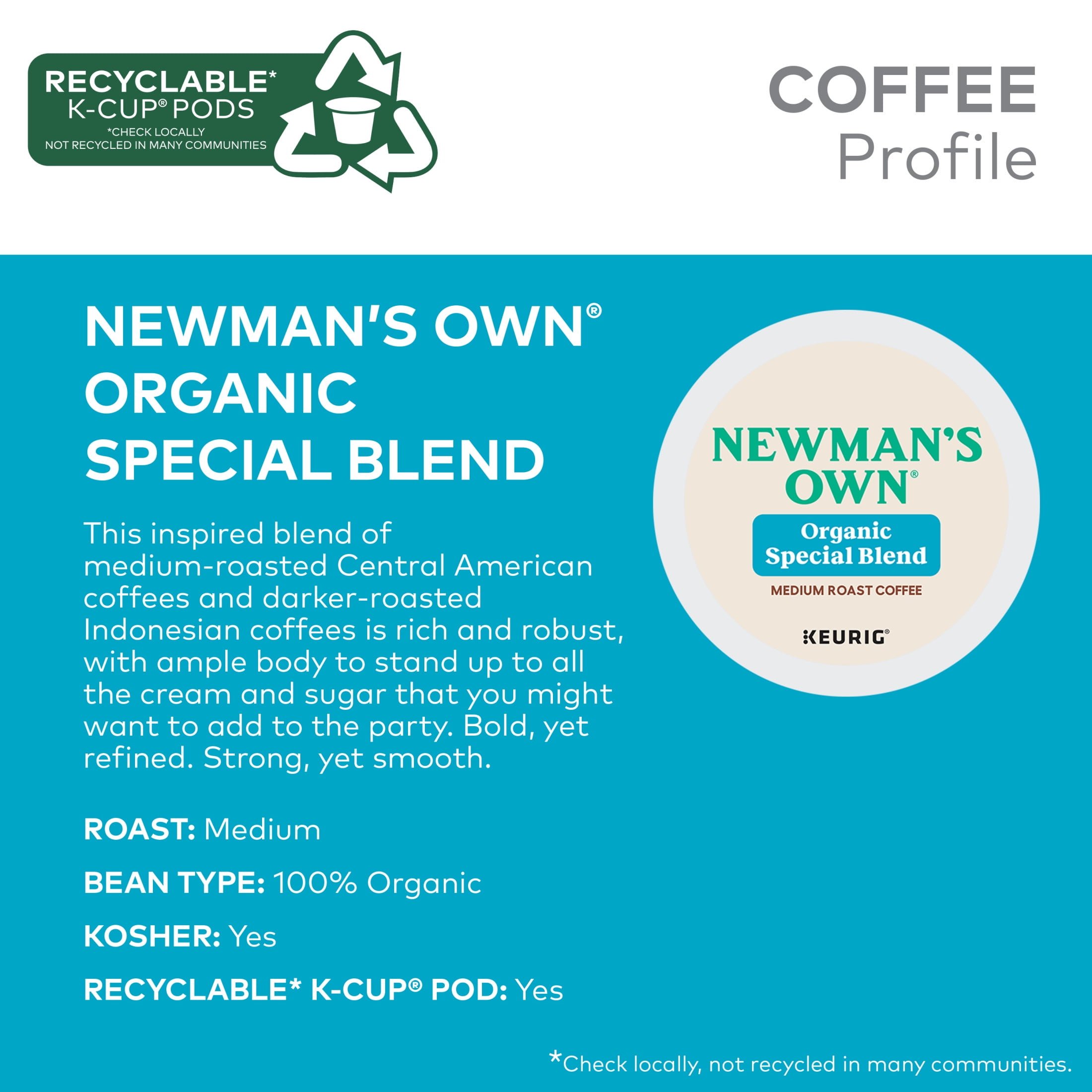 Newman's Own Organics Special Blend Coffee Pods, Medium Roast (48 Count) zcf4y