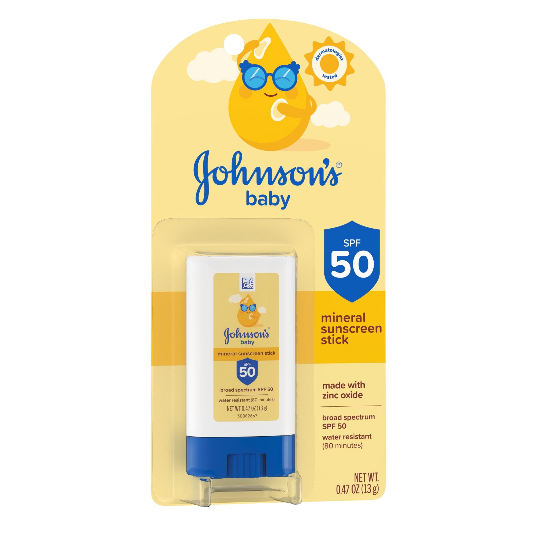 Johnson's Baby Mineral Sunscreen Stick, Broad Spectrum SPF 50, Water Resistant (0.47 oz) bytz2