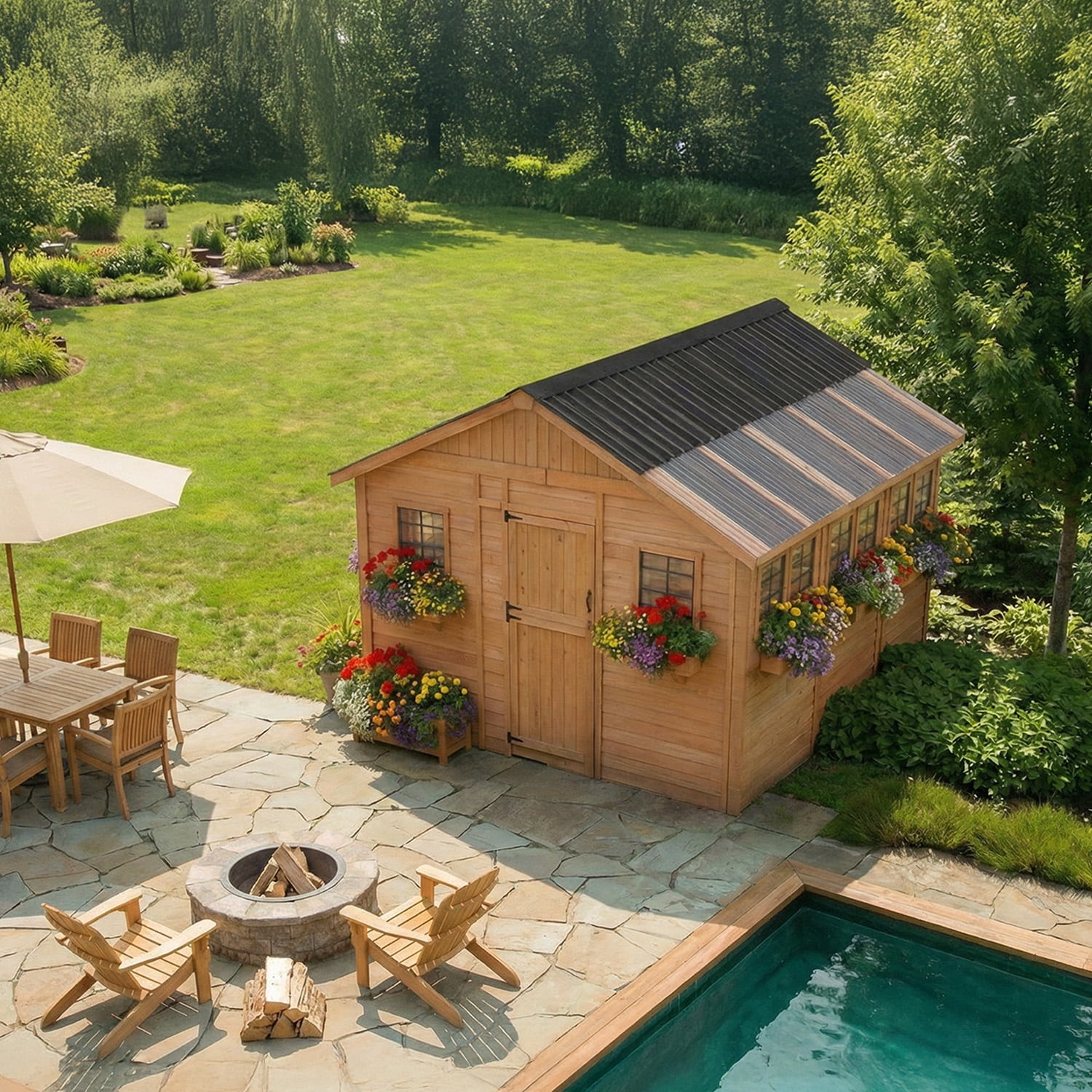 Outdoor Living Today Western Red Cedar Sunshed Storage Building (12 ft x 12 ft) tzup0