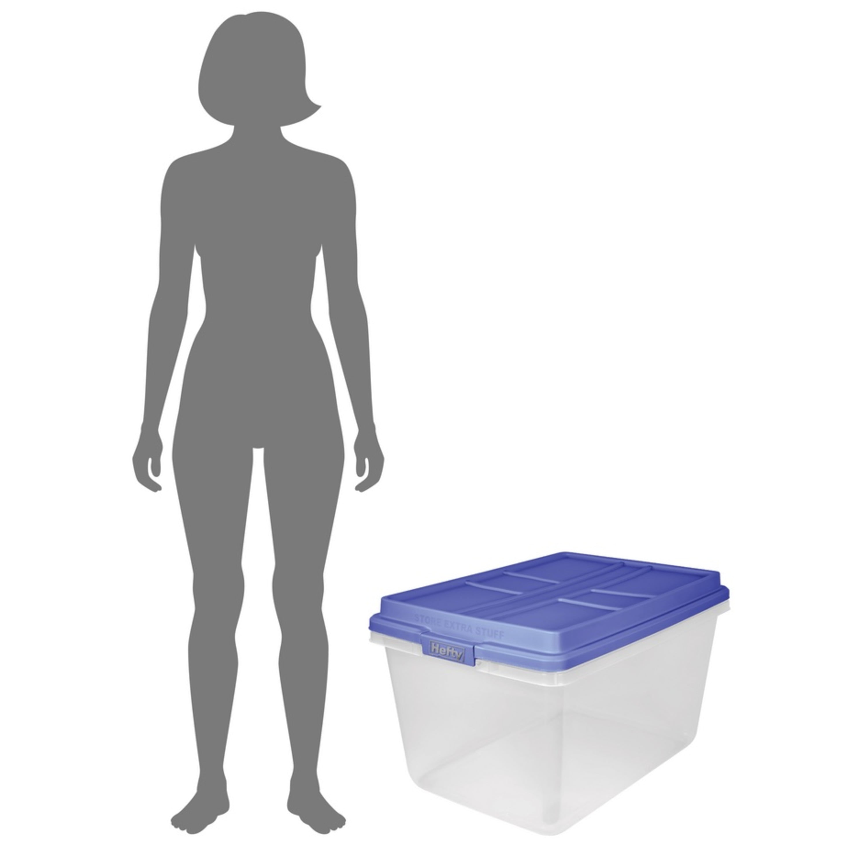 Hefty HI-RISE Large Latching Storage Bin with Secure Lid (Clear, 72 Quart) 7p4w7