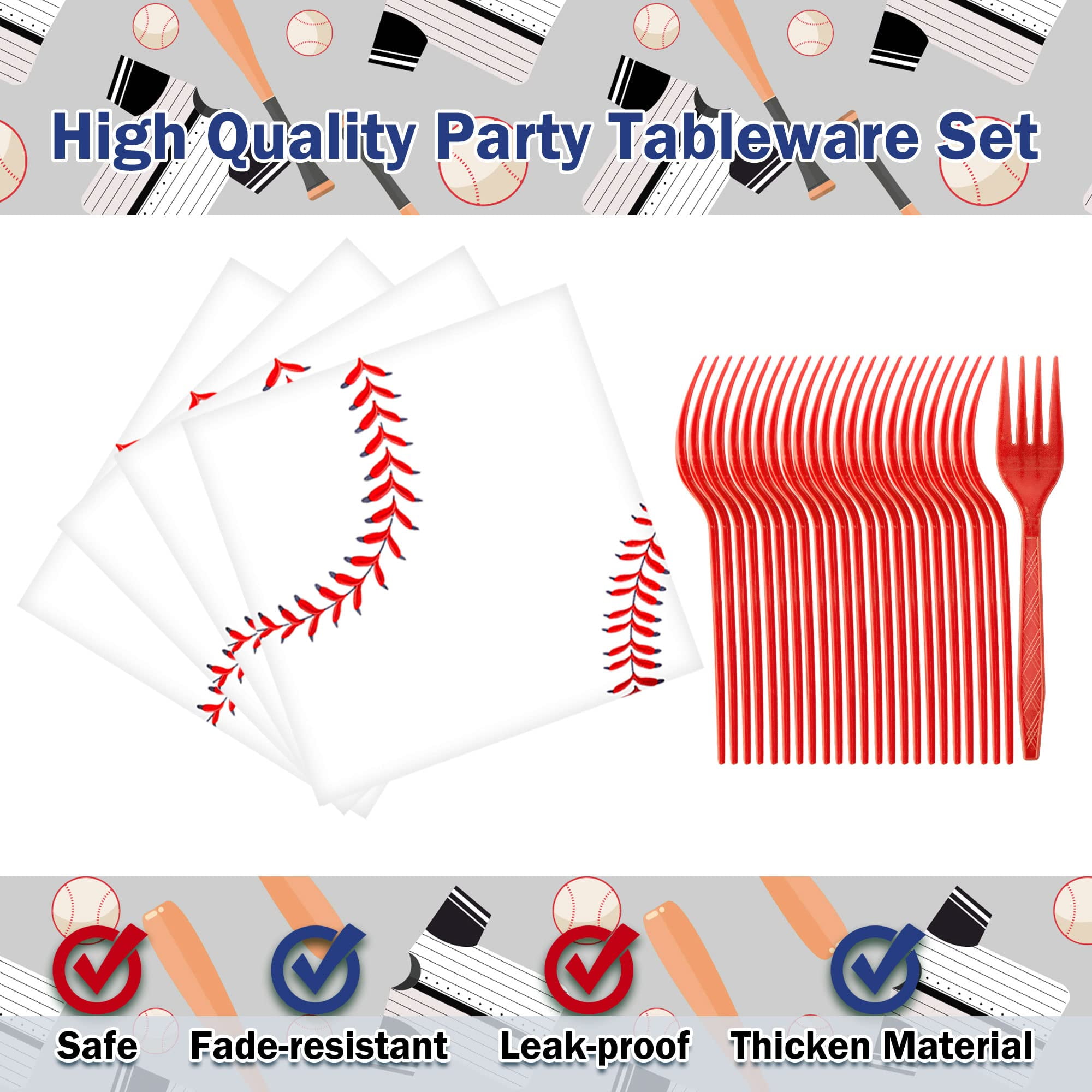 Jestar Baseball Theme Birthday Party Supplies Set (White, 96 Pieces) mx9jf