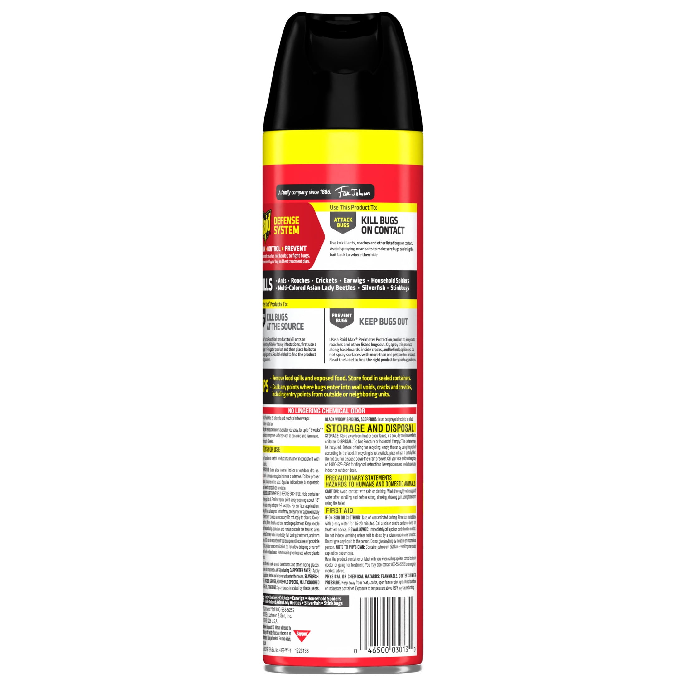 Raid Ant & Roach Killer Indoor Insecticide Spray with Residual Protection (Lemon Scent, 20 oz) 76fo0